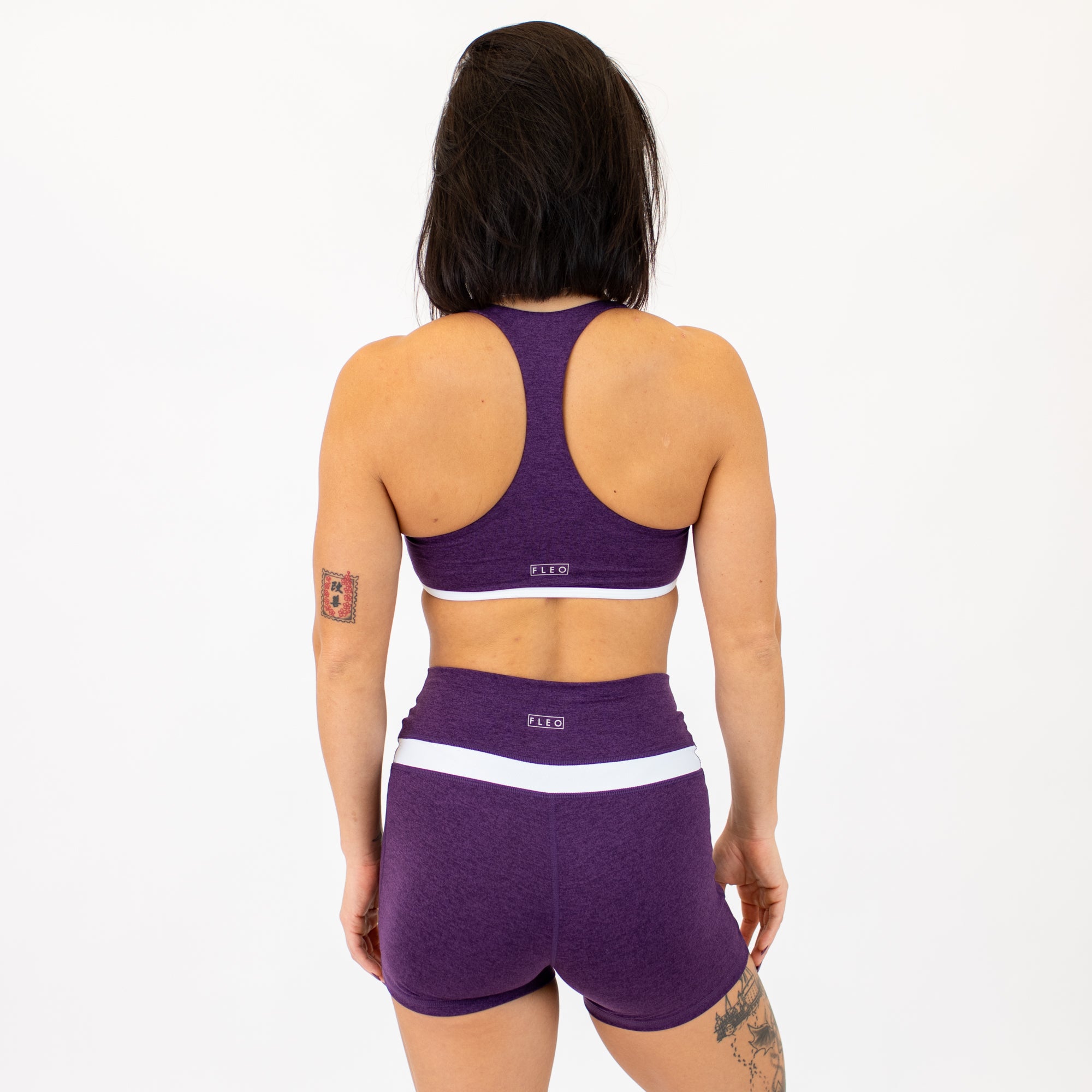 Logan V Neck Bralette - Heather Blackberry and white -2