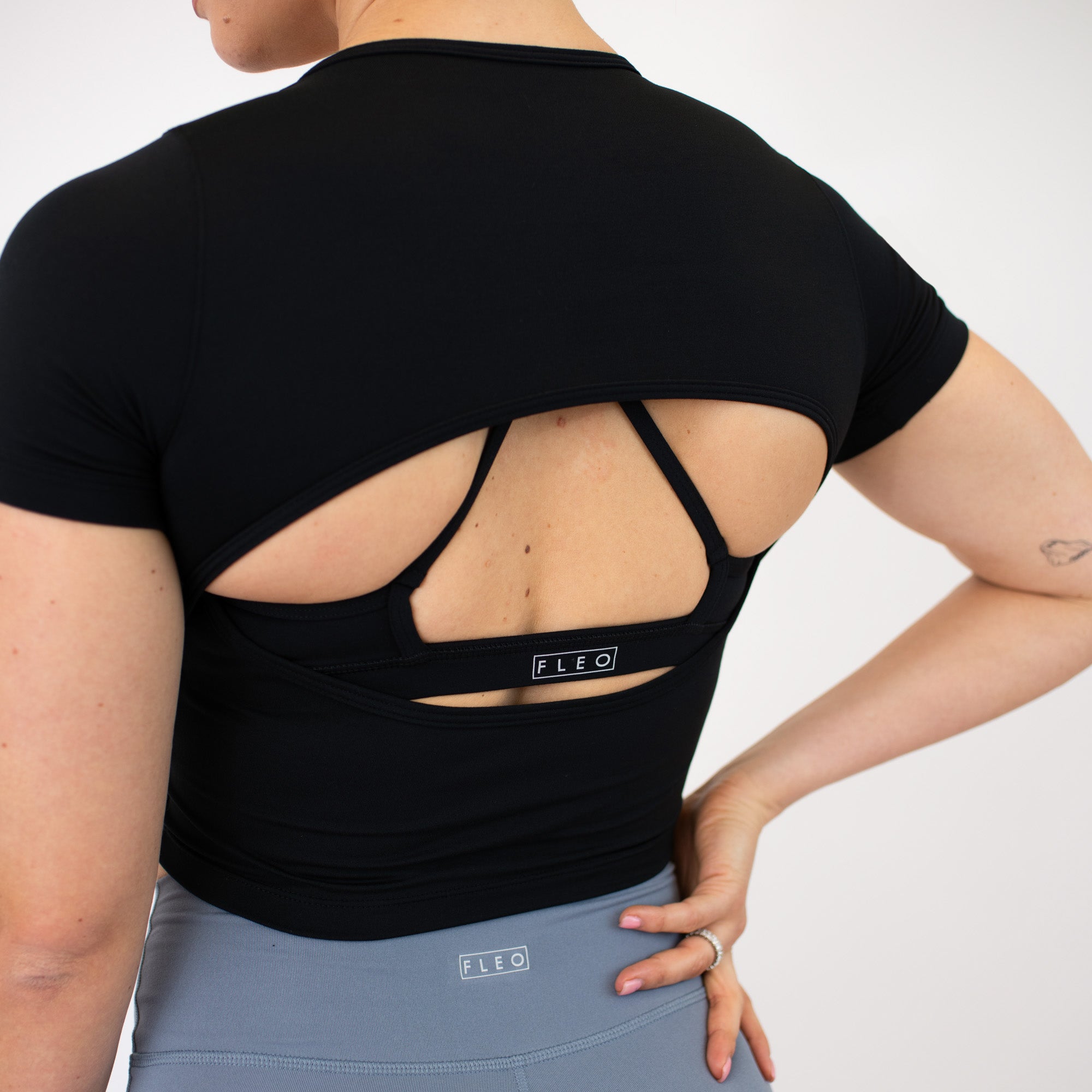 Back Day Crop Tee in Black
