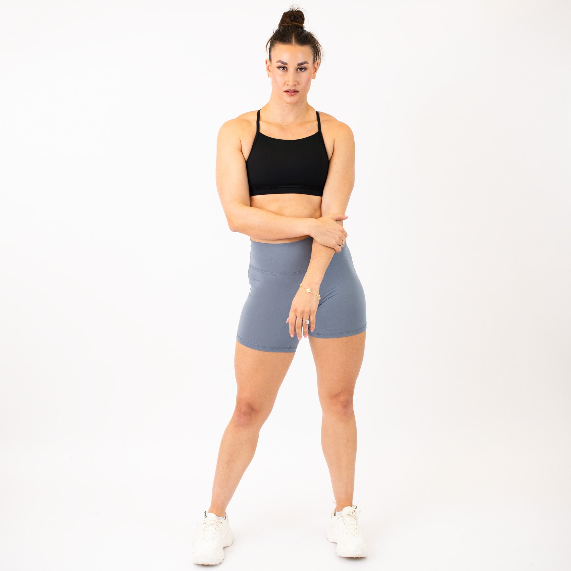 Black X Back Sports Bra - Chloe high neck