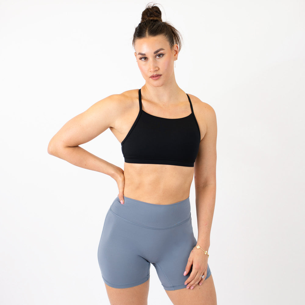 Black X Back Sports Bra - Chloe high neck