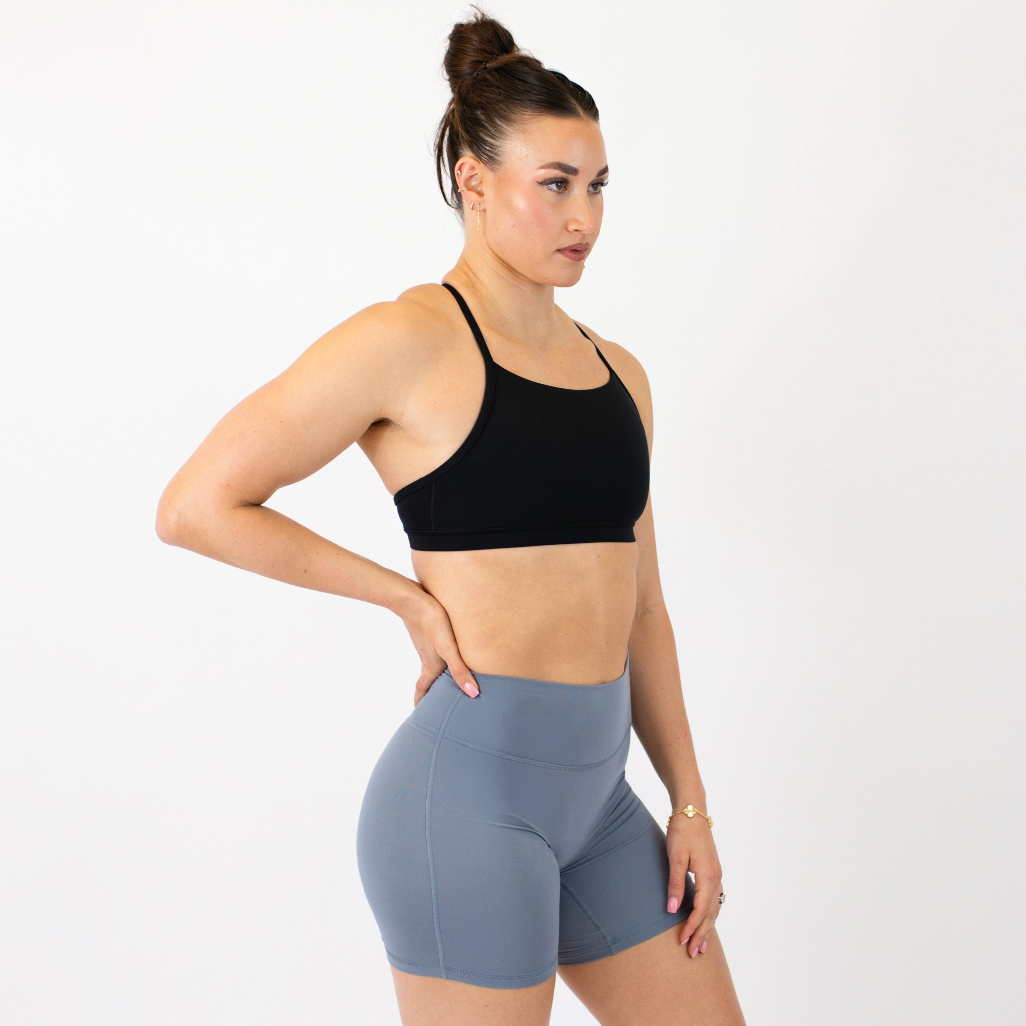 Black X Back Sports Bra - Chloe high neck