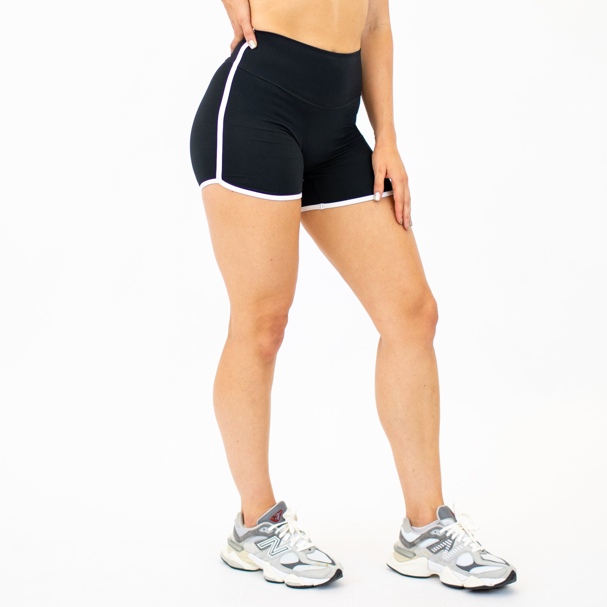 Black/White Retro Spandex Shorts -4