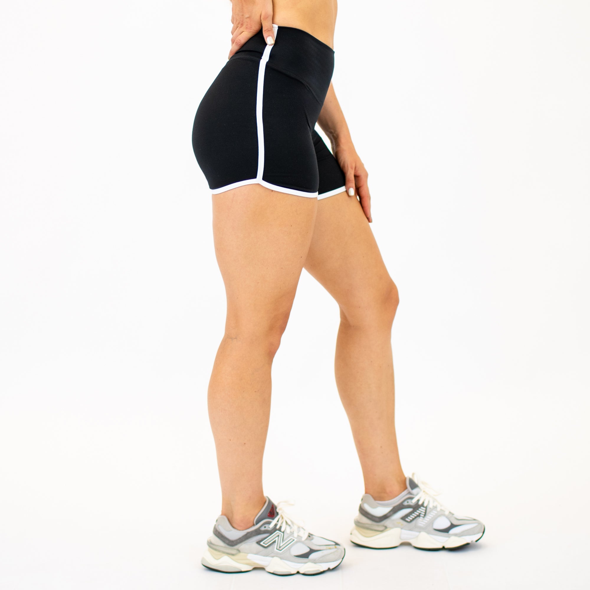 Black/White Retro Spandex Shorts -5