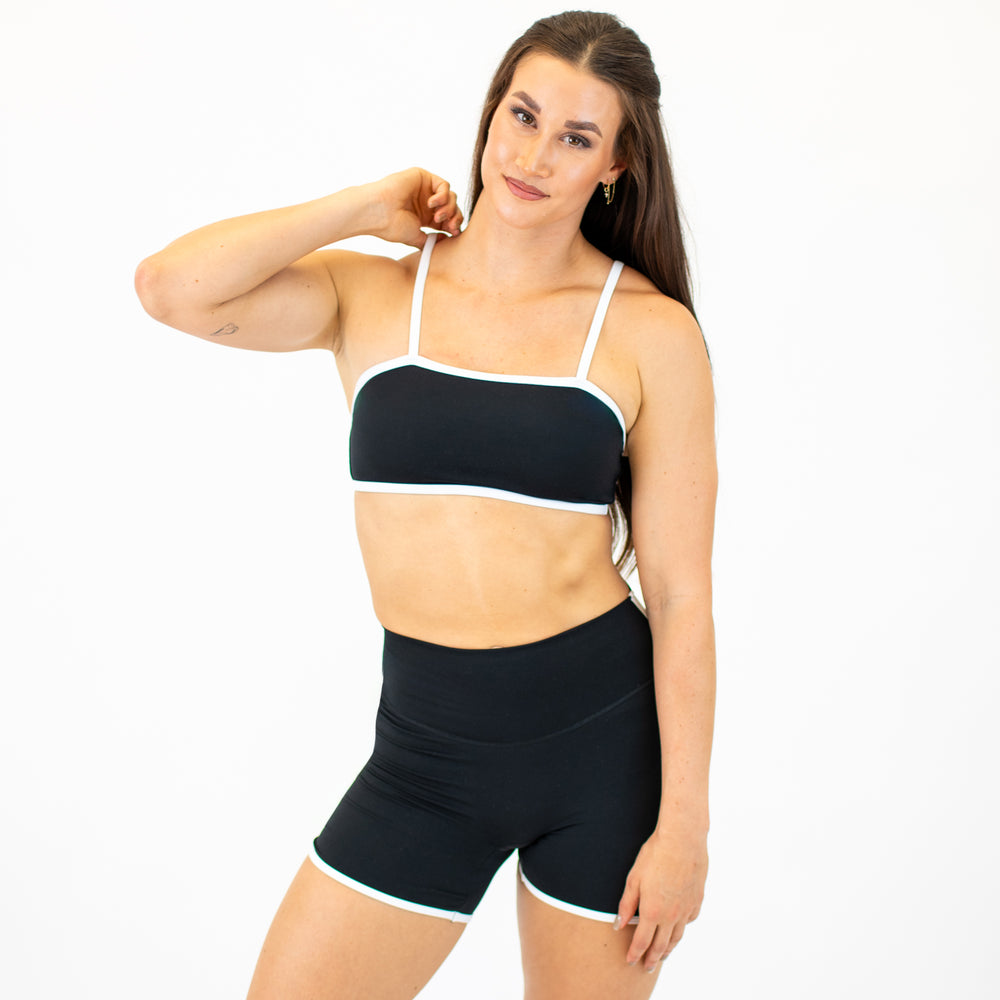 Black & White Bandeau Sports Bra -1