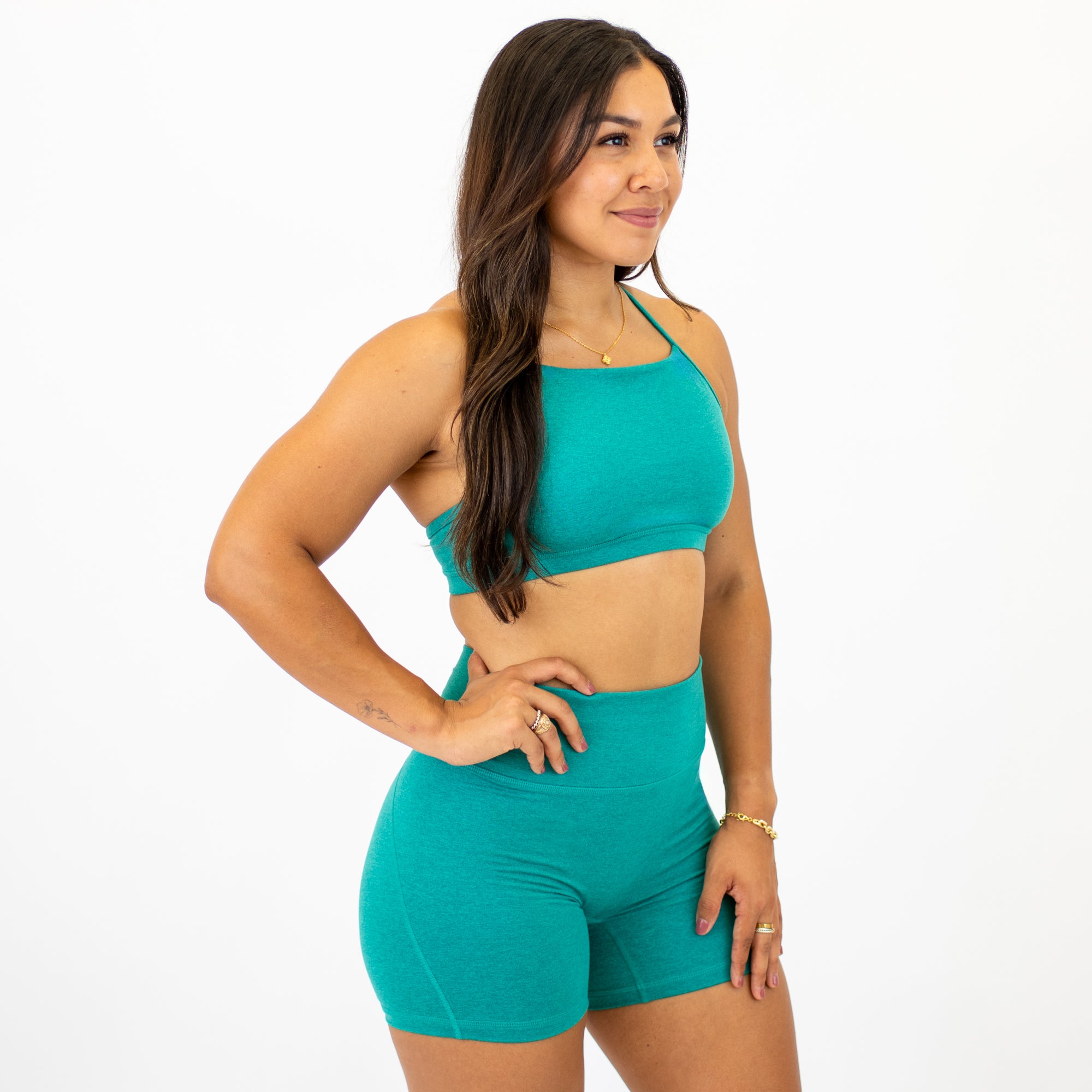 Heather Porcelain X Back Sports Bra - Chloe high neck -4