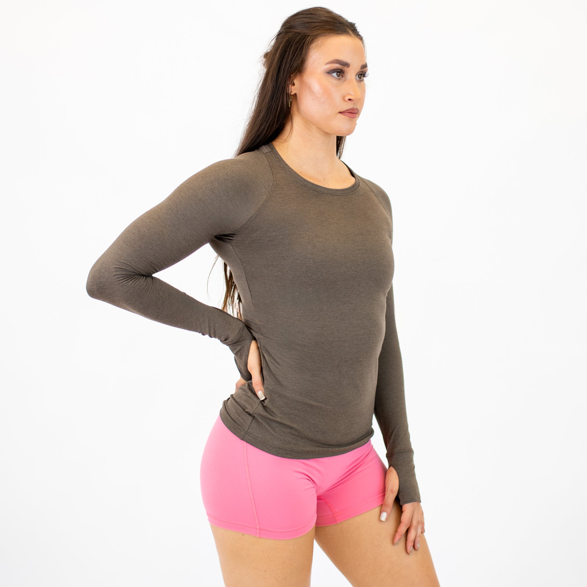 Heather Mocha Women's Long Sleeve Shirt - Foundation -4