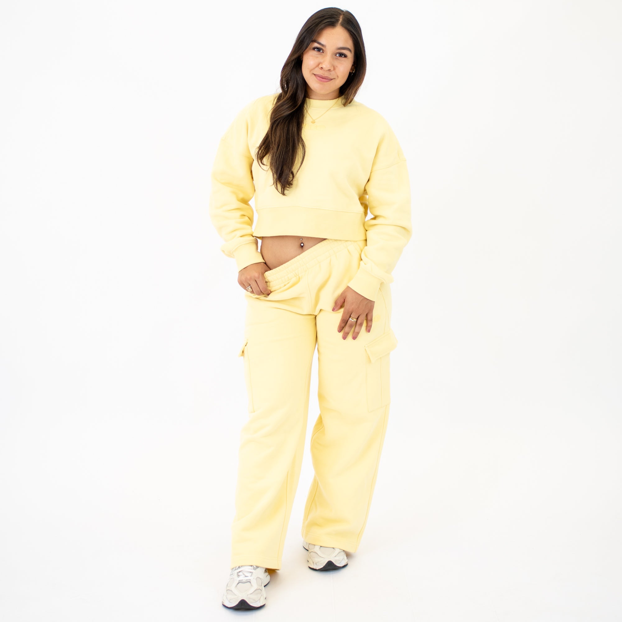 Cargo Wide Leg Sweatpant - Pastel Yellow -3