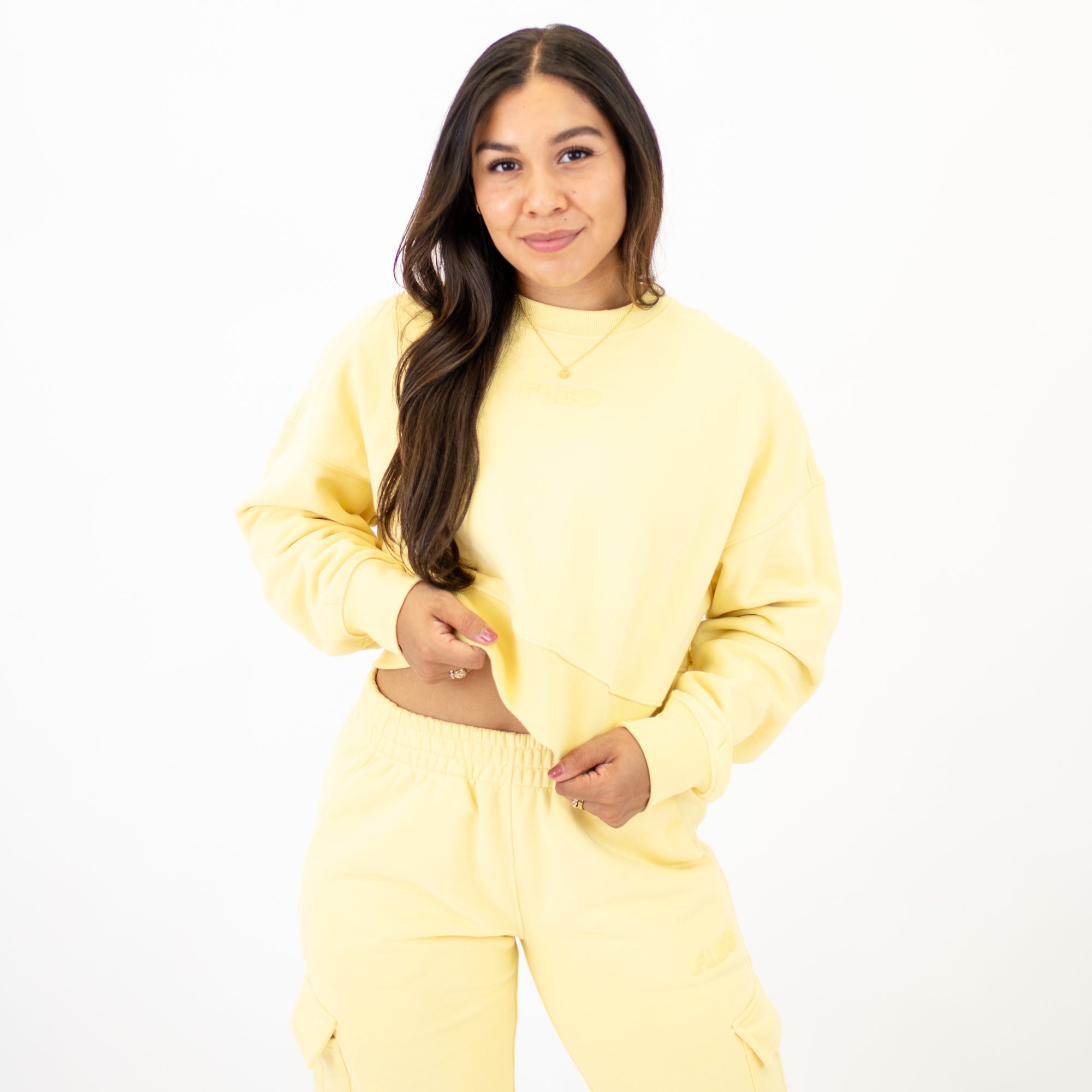 Affinity Crop Crewneck Sweatshirt - Pastel Yellow -1