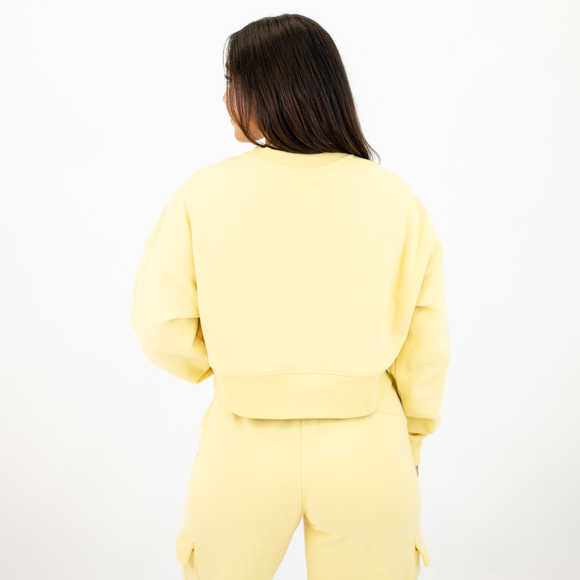 Affinity Crop Crewneck Sweatshirt - Pastel Yellow -2