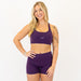 Racerback Sports Bra - Sage in Heather Blackberry -1
