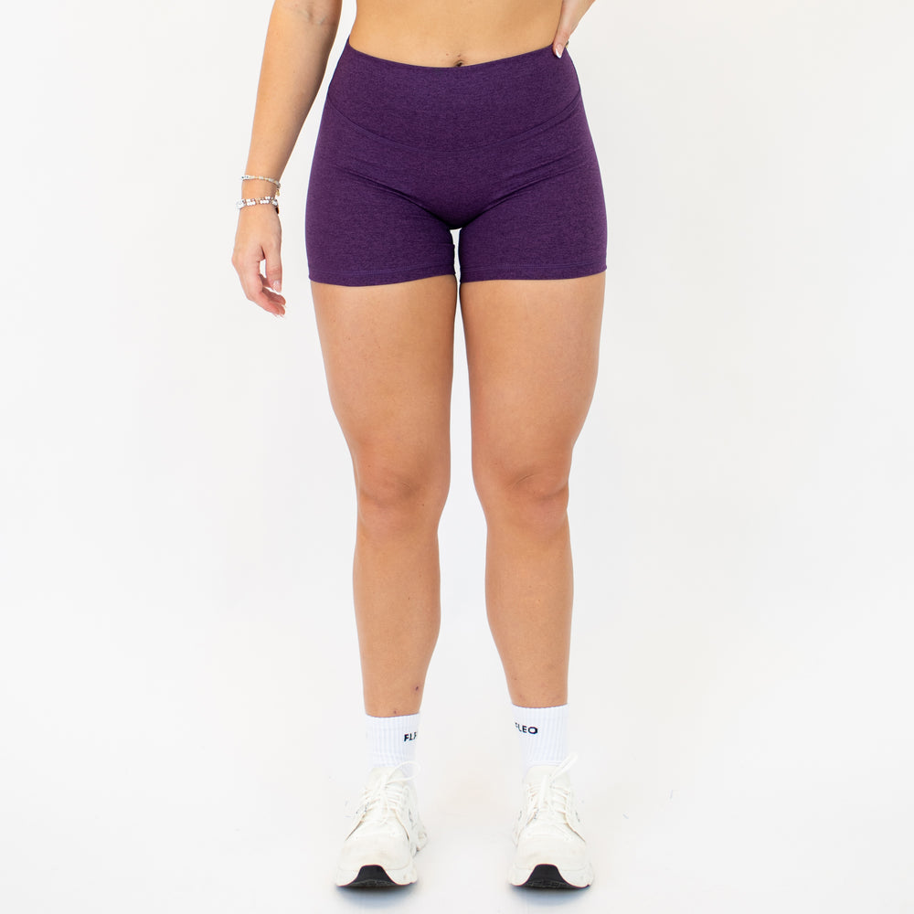 Heather Blackberry No Front Seam High Rise Spandex Shorts -1