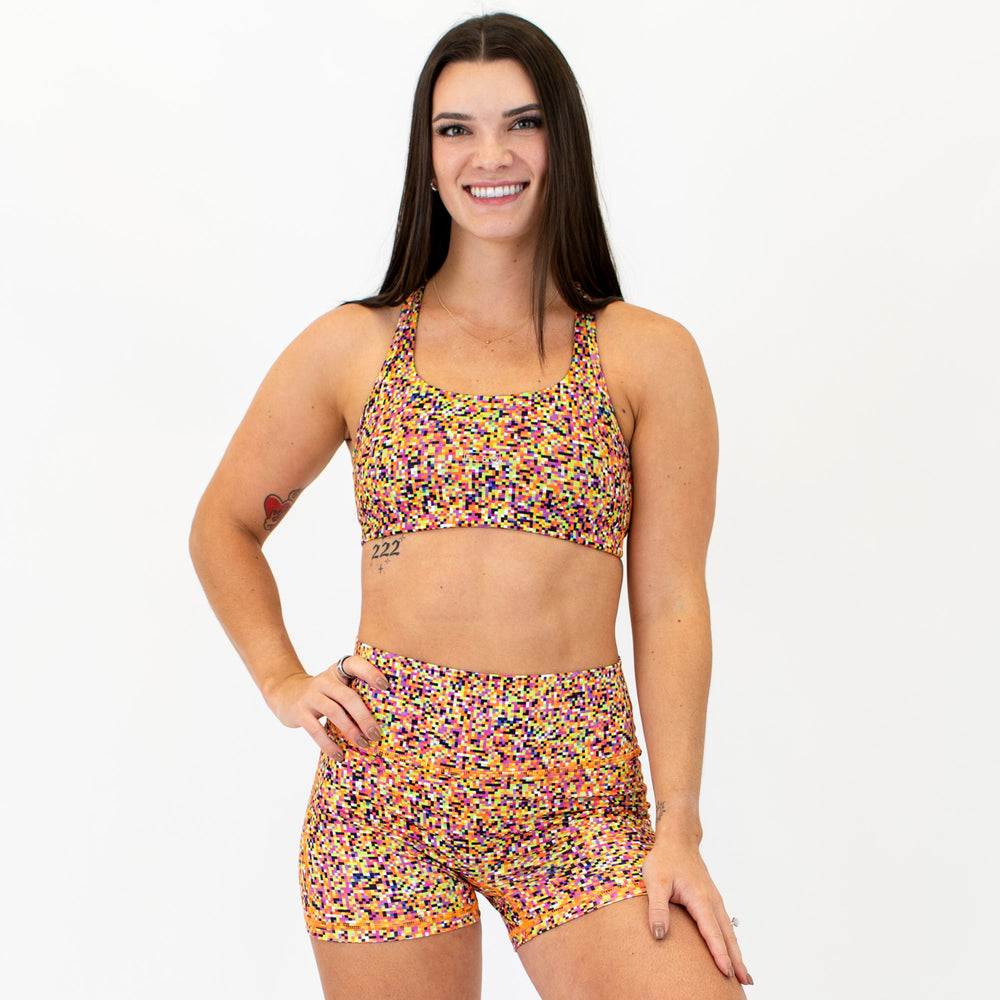 Racerback Sports Bra - Sage in Witch Glitch