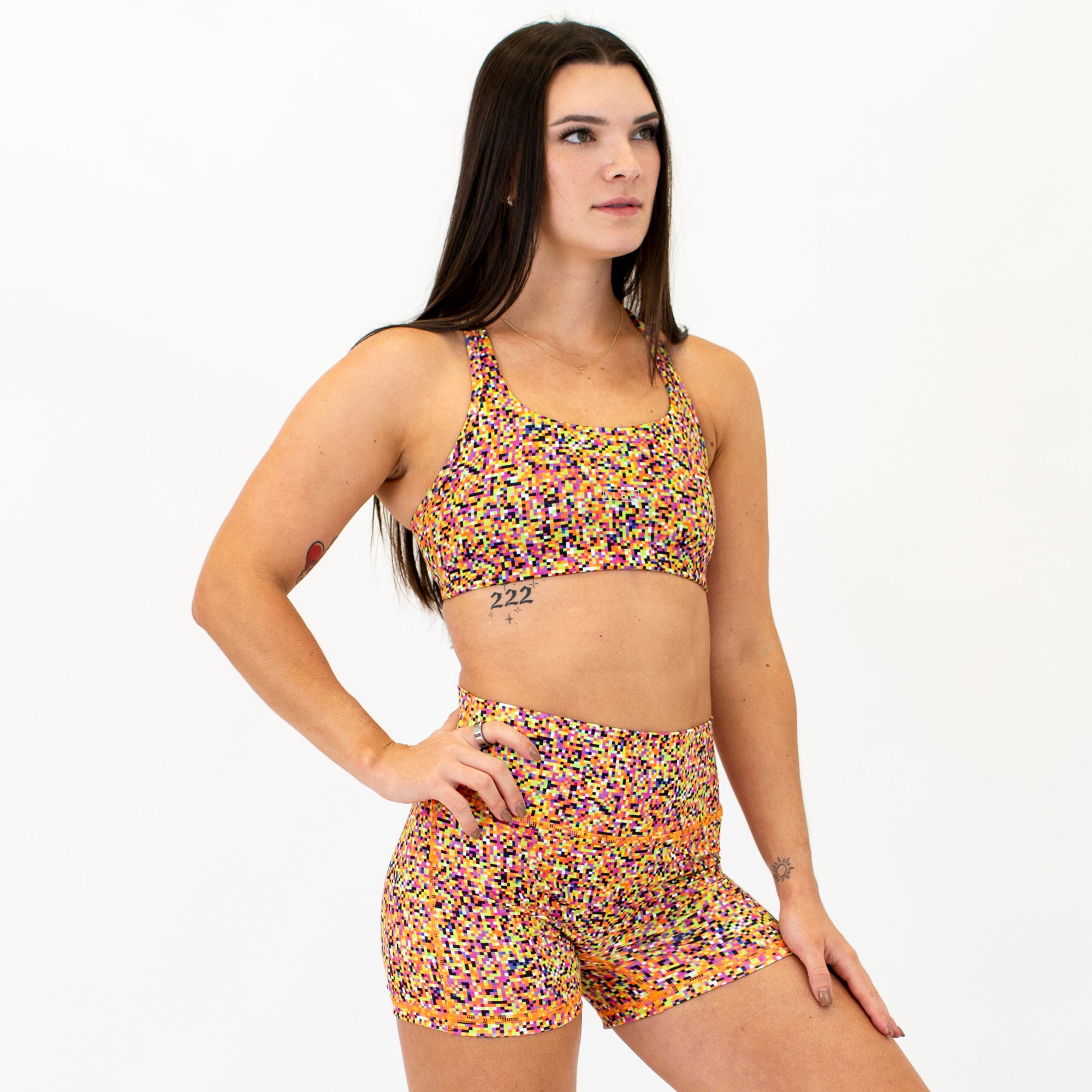 Racerback Sports Bra - Sage in Witch Glitch