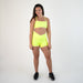 Neon Yellow V Waistband Spandex Gym Shorts