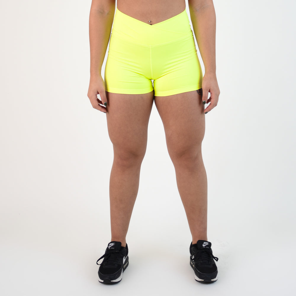 Neon Yellow V Waistband Spandex Gym Shorts