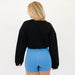 Boyfriend Crop Crewneck Sweatshirt - Black -2