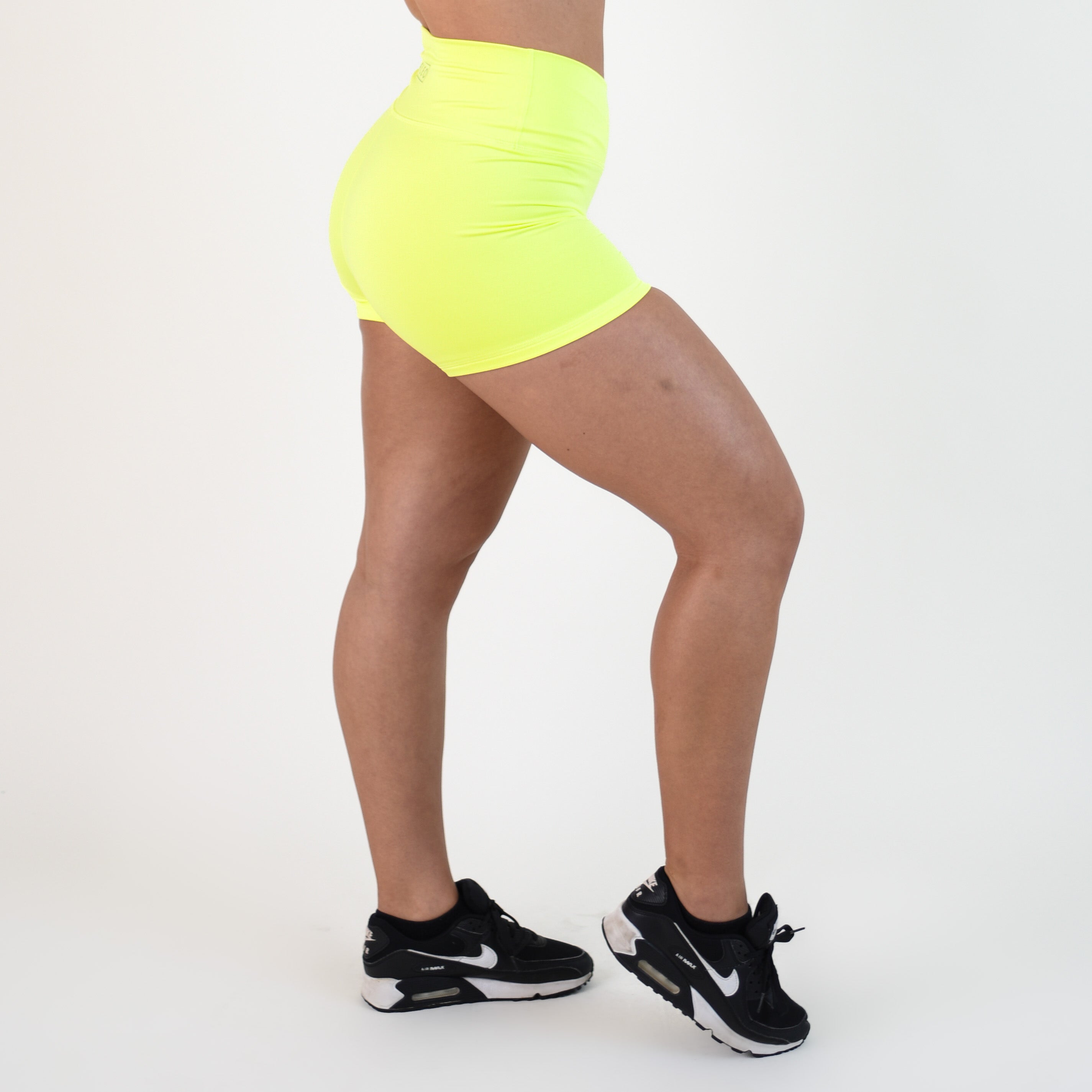 Neon Yellow V Waistband Spandex Gym Shorts