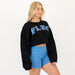Boyfriend Crop Crewneck Sweatshirt - Black -4