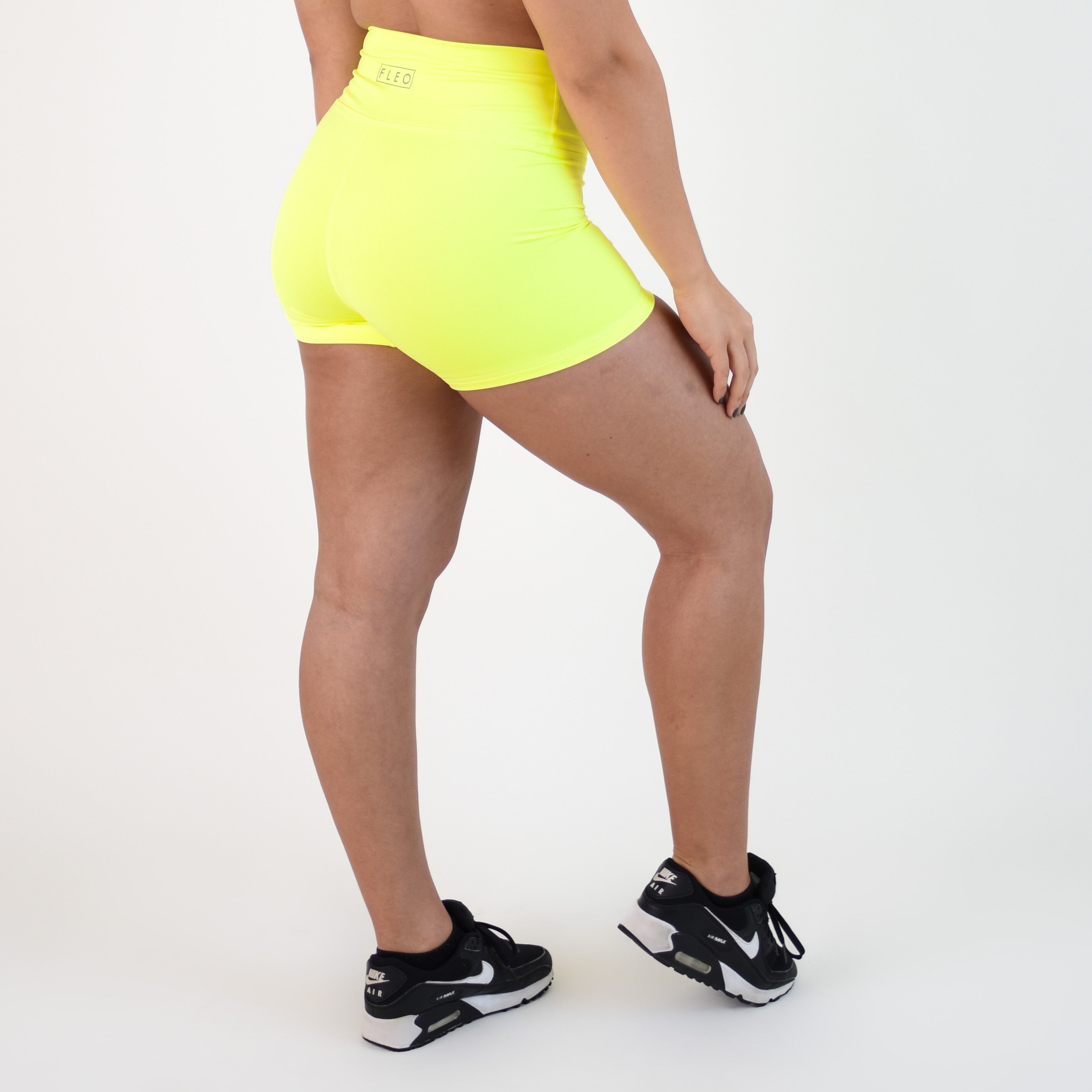 Neon Yellow V Waistband Spandex Gym Shorts