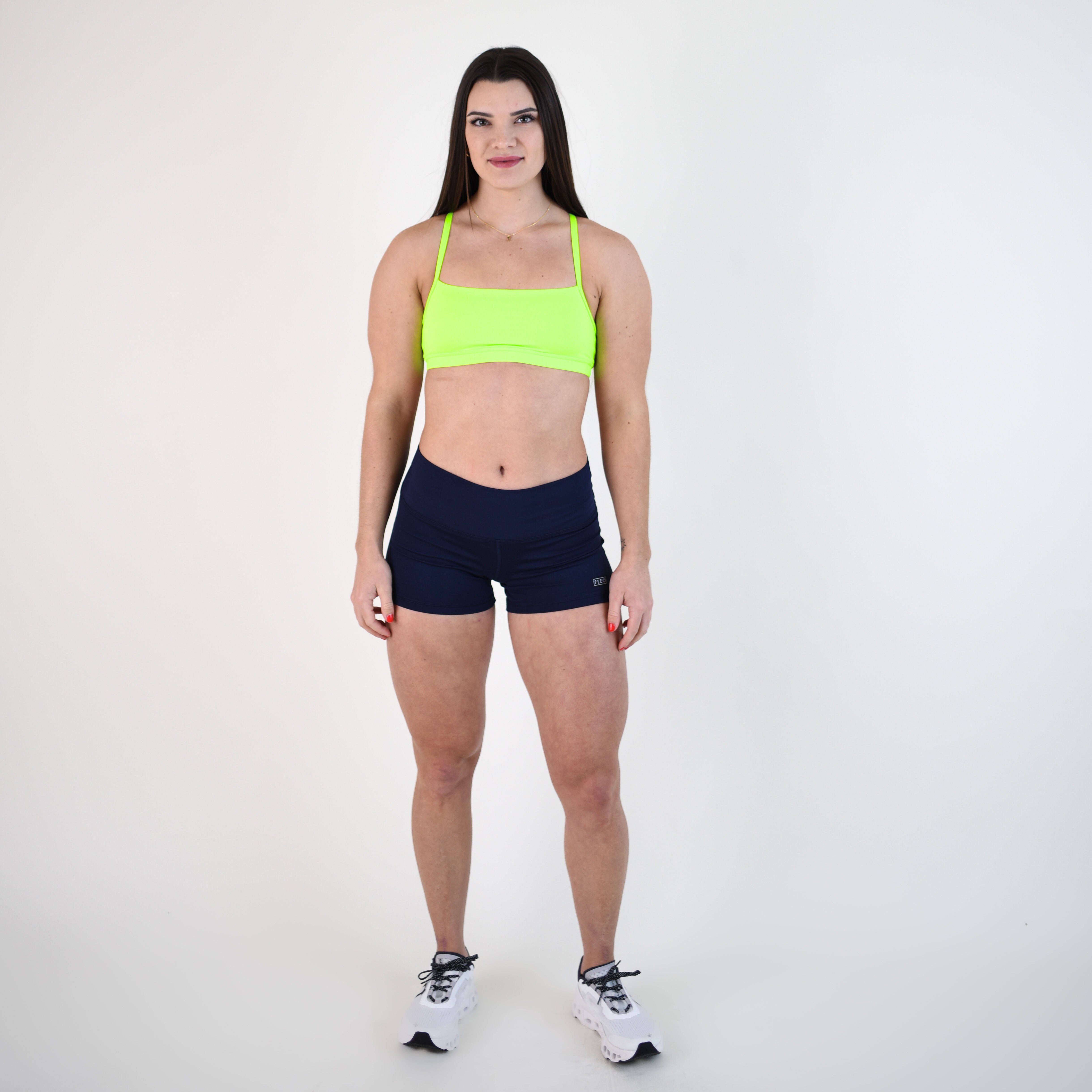 Classic Navy Mid Rise Contour Training Shorts For Women