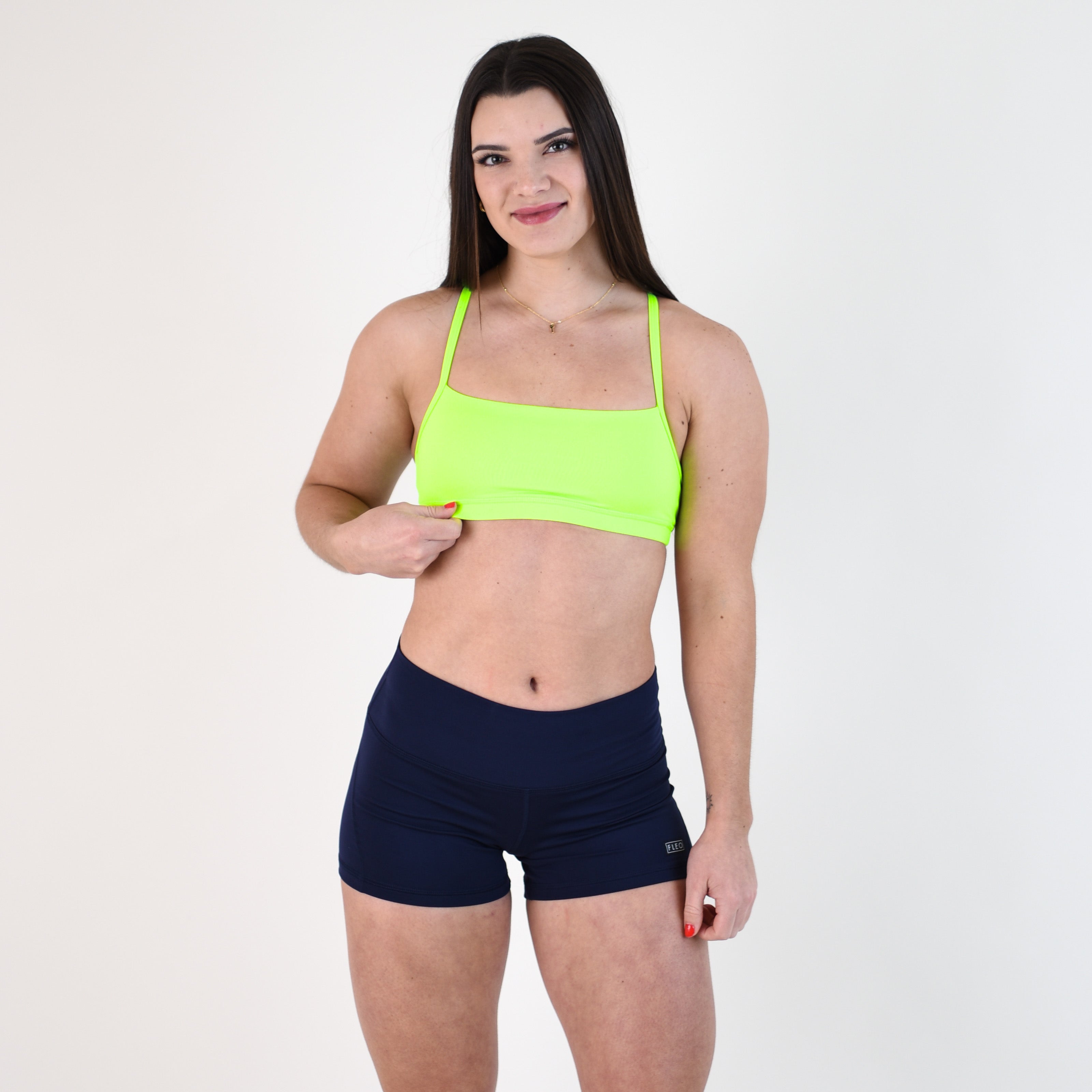 X Back Sports Bra - Chloe in Neon Green