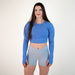 Heather Blue Women's Long Sleeve Shirt - Cropped - Foundation