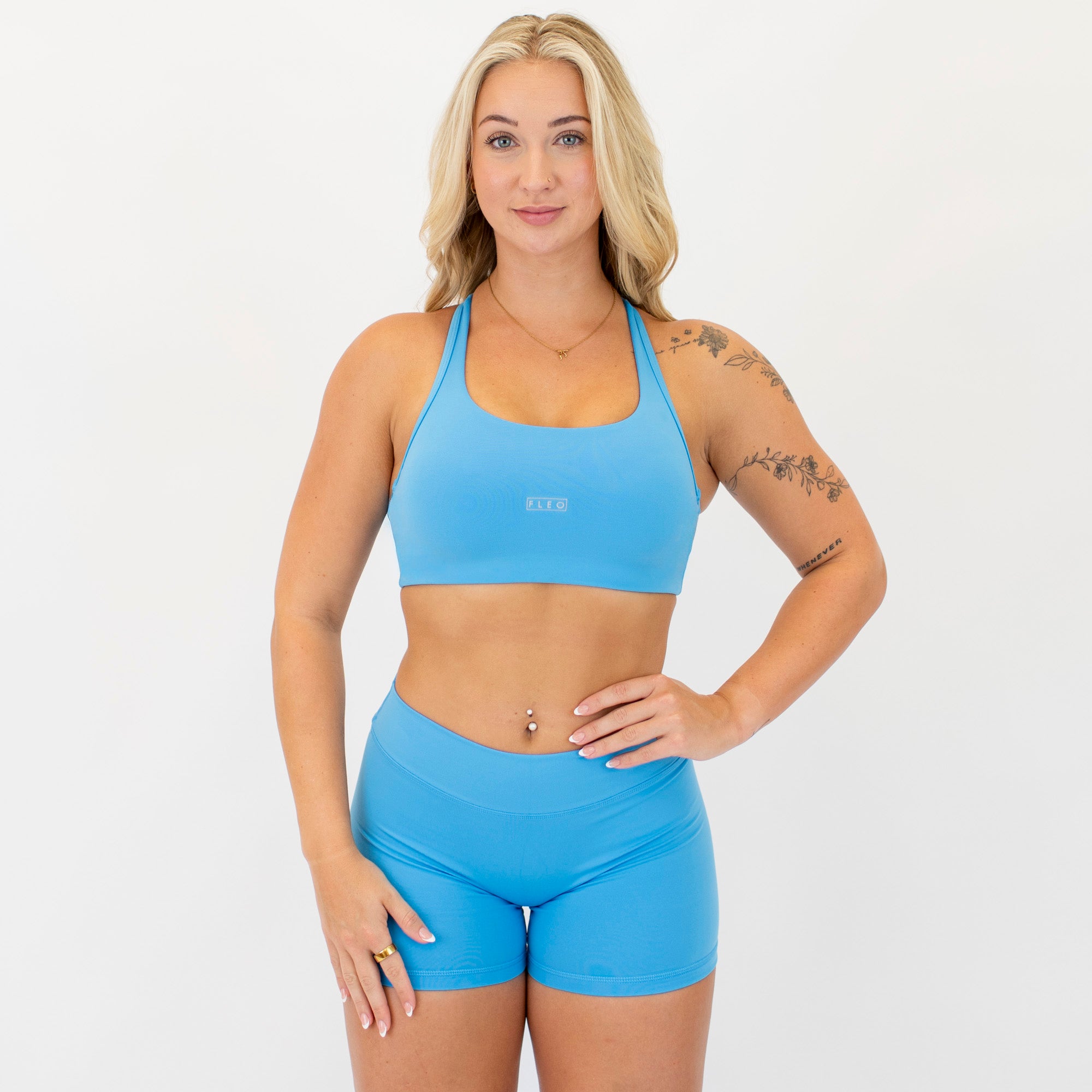 Racerback Sports Bra - Sage in Azure