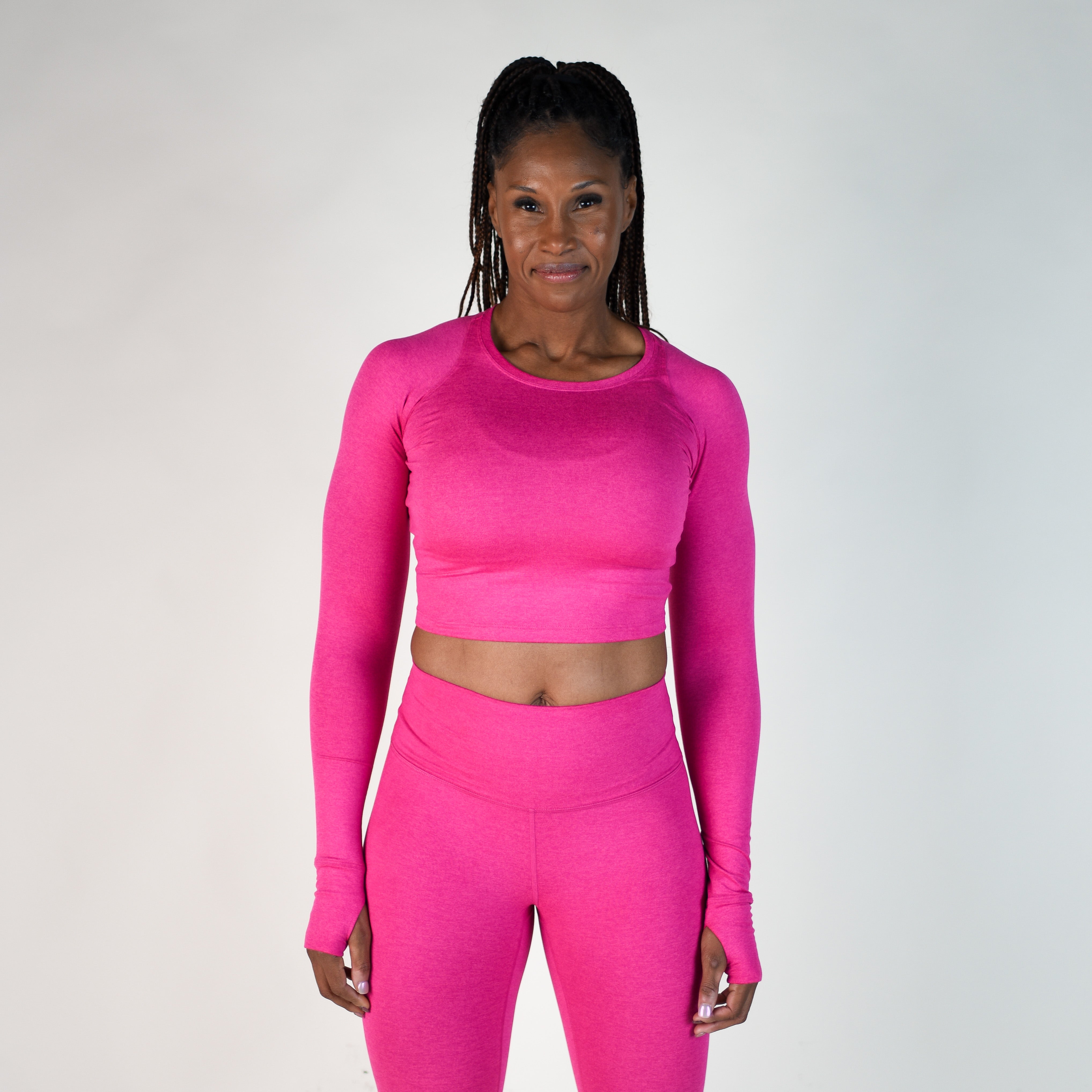 Heather Pink Women's Long Sleeve Shirt - Cropped - Foundation