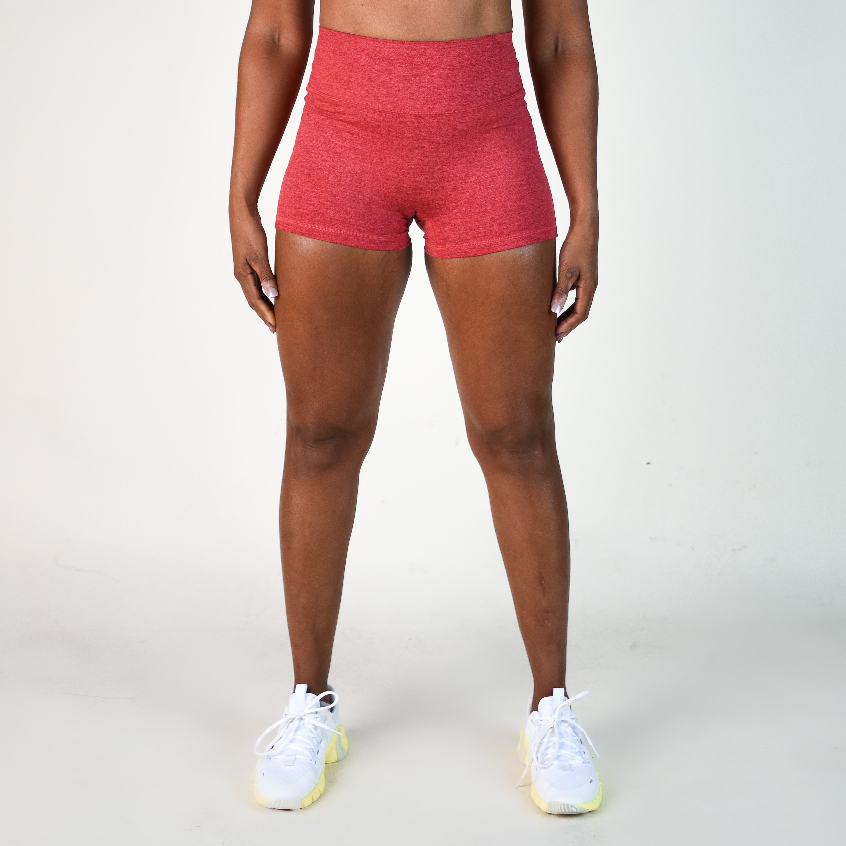 Heather Cardinal No Front Seam High Rise Spandex Shorts