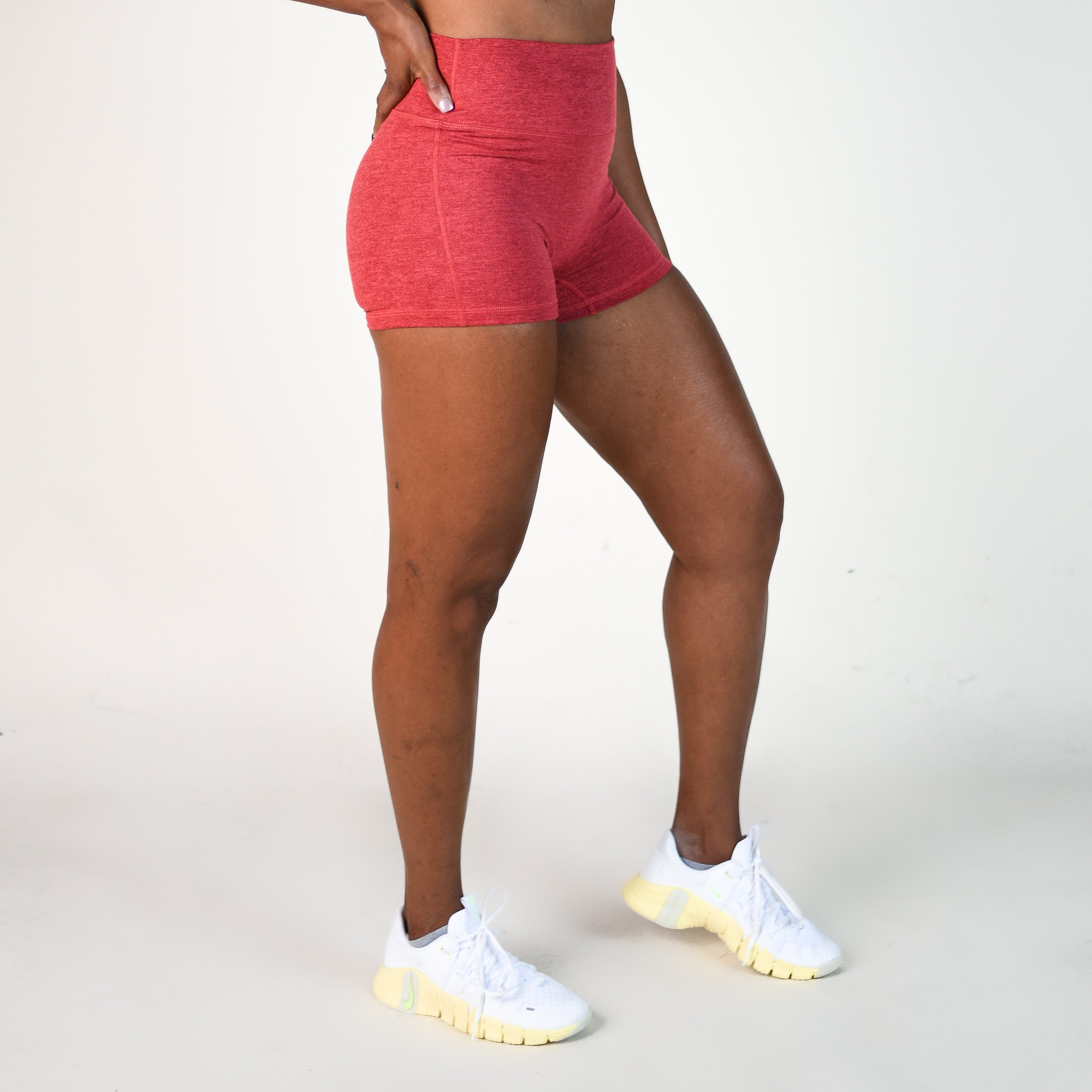 Heather Cardinal No Front Seam High Rise Spandex Shorts