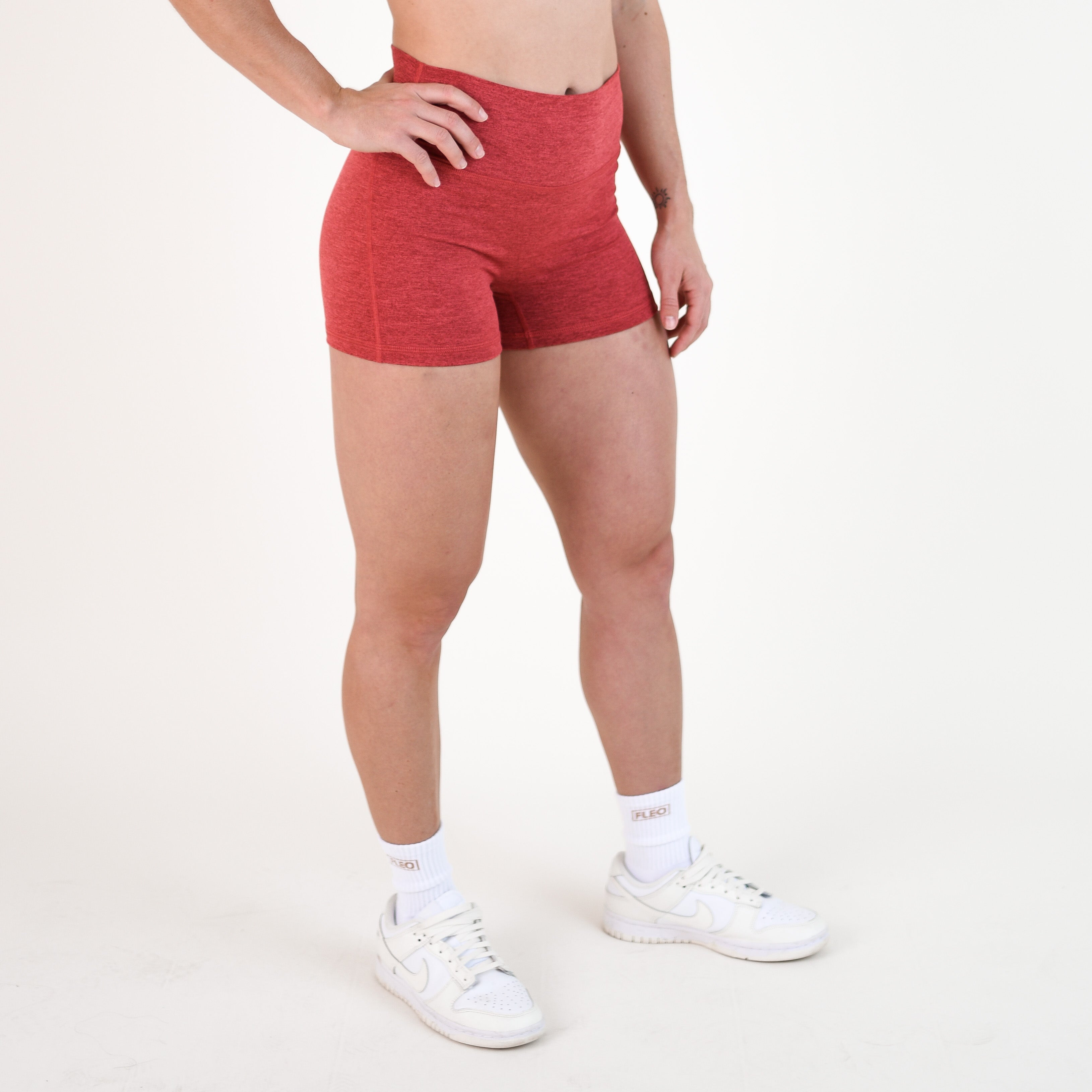 Heather Cardinal No Front Seam High Rise Spandex Shorts