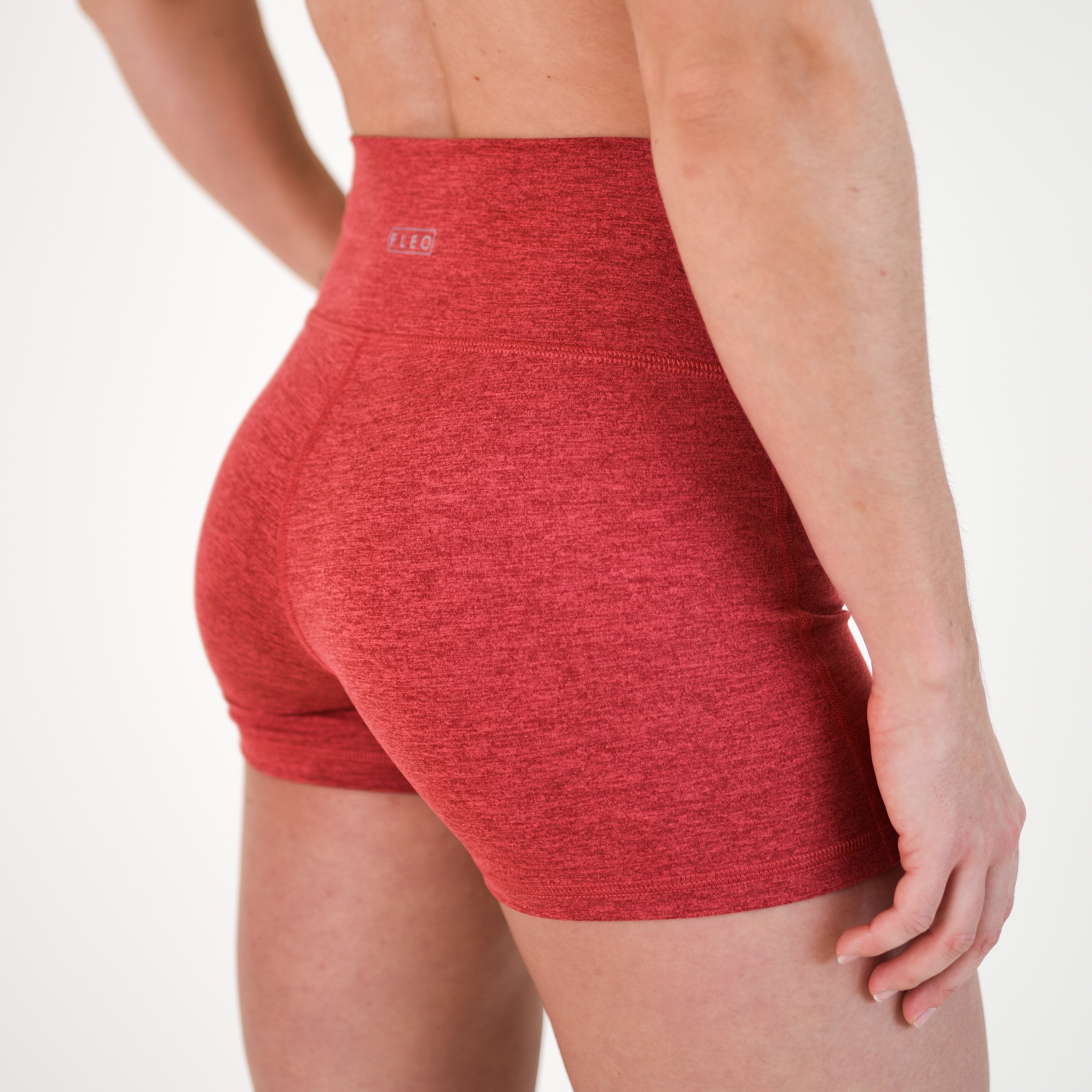 Heather Cardinal No Front Seam High Rise Spandex Shorts