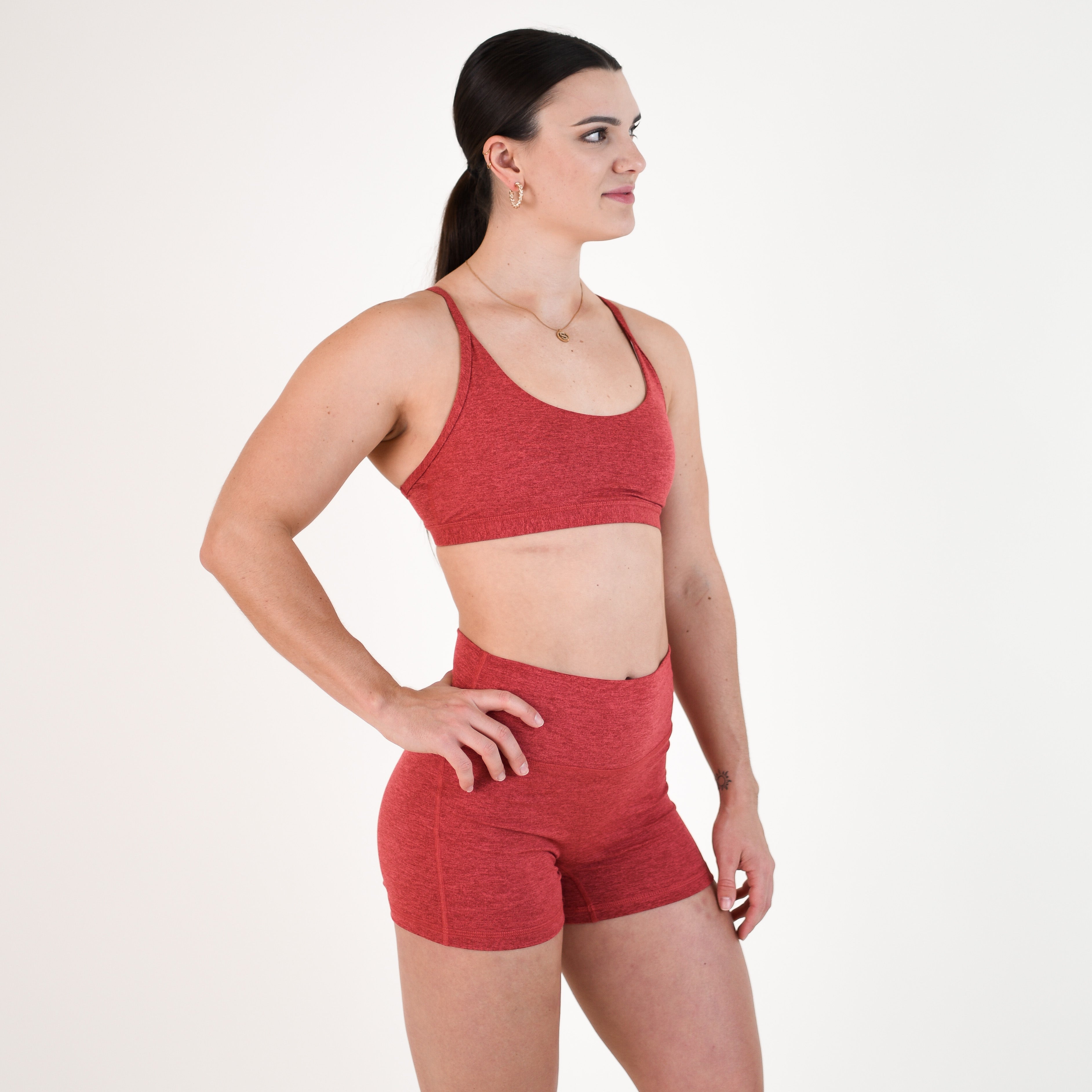 Heather Cardinal Racerback Sports Bra - Cami