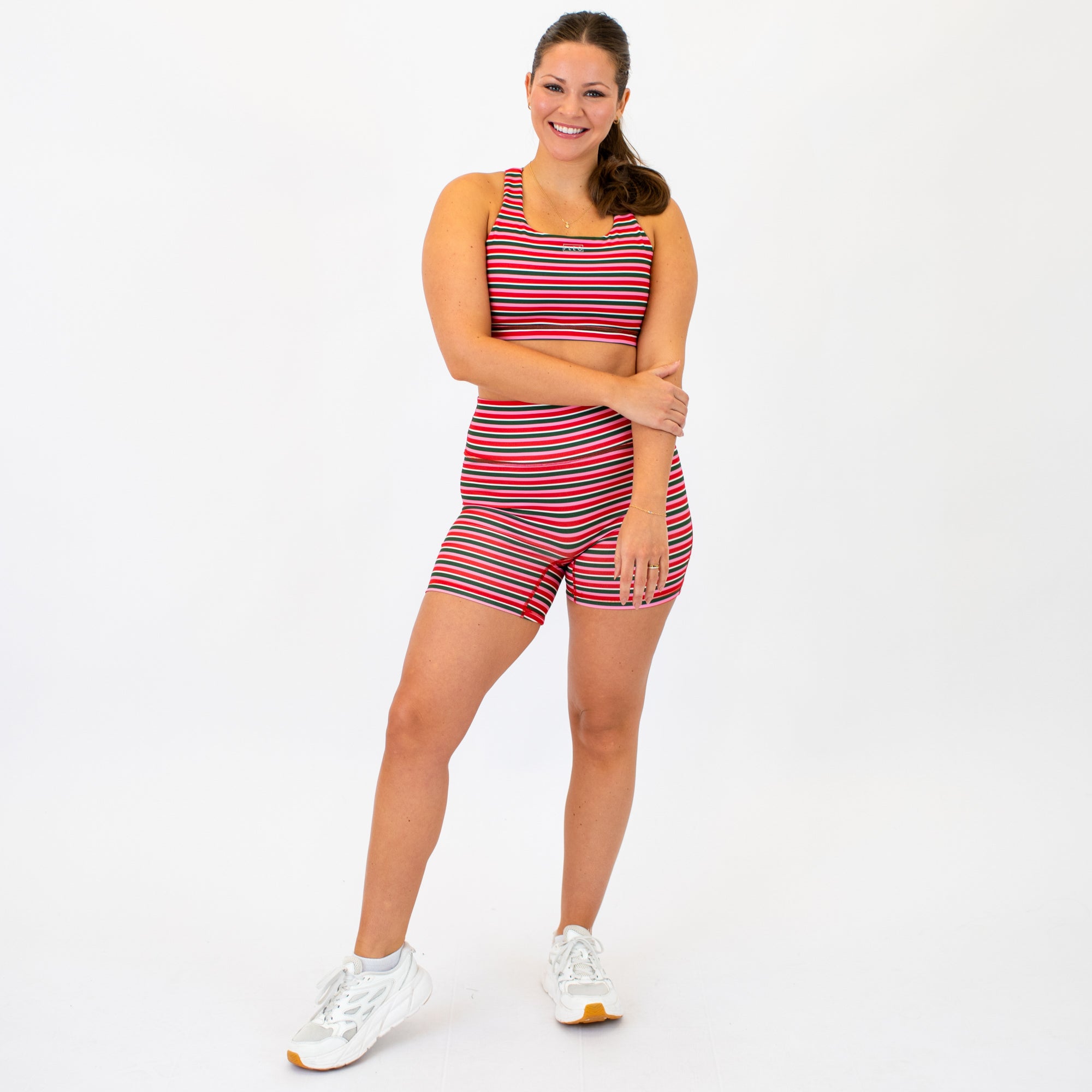 Merry Stripe No Front Seam High Rise Spandex Shorts -3