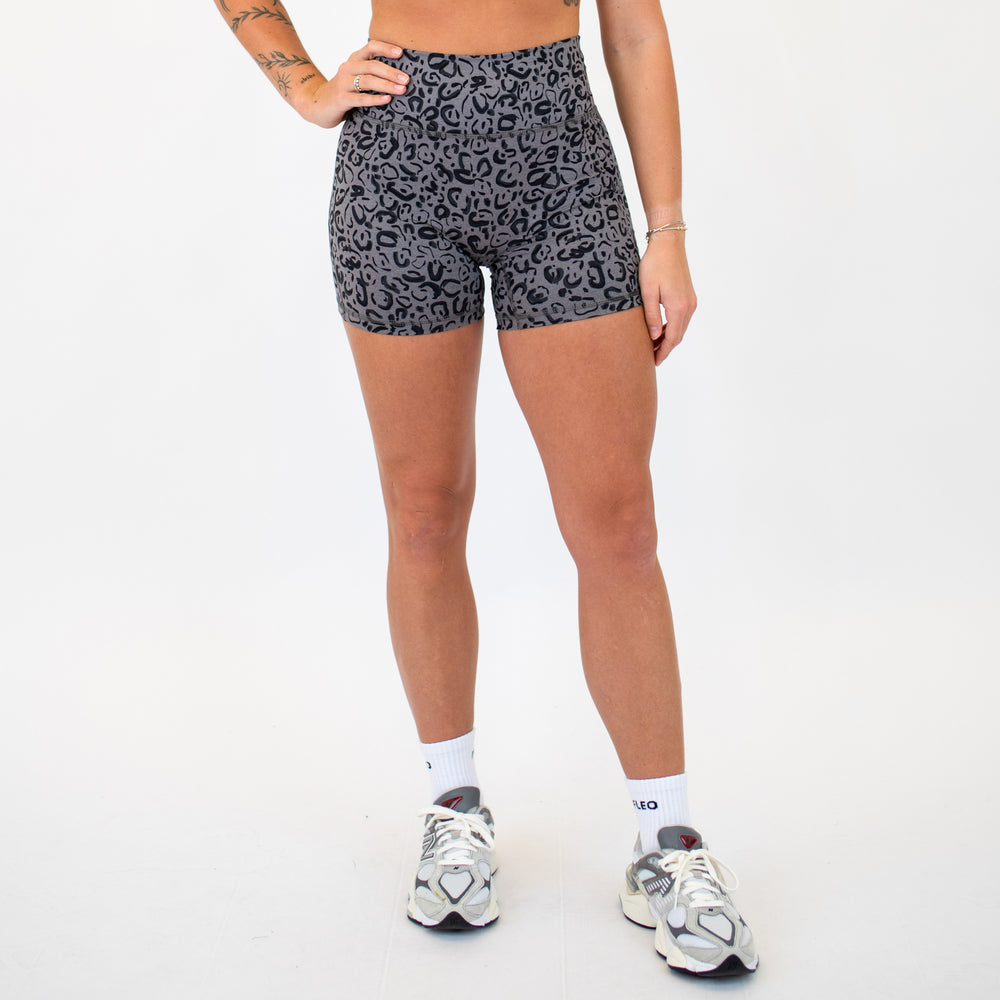 Flower Leopard No Front Seam High Rise Spandex Shorts -1