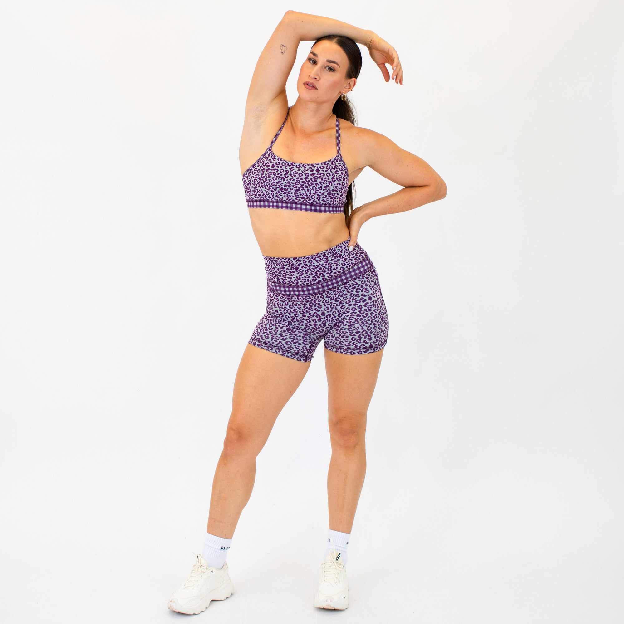 Loop Back Sports Bra - Leopard Gingham -3