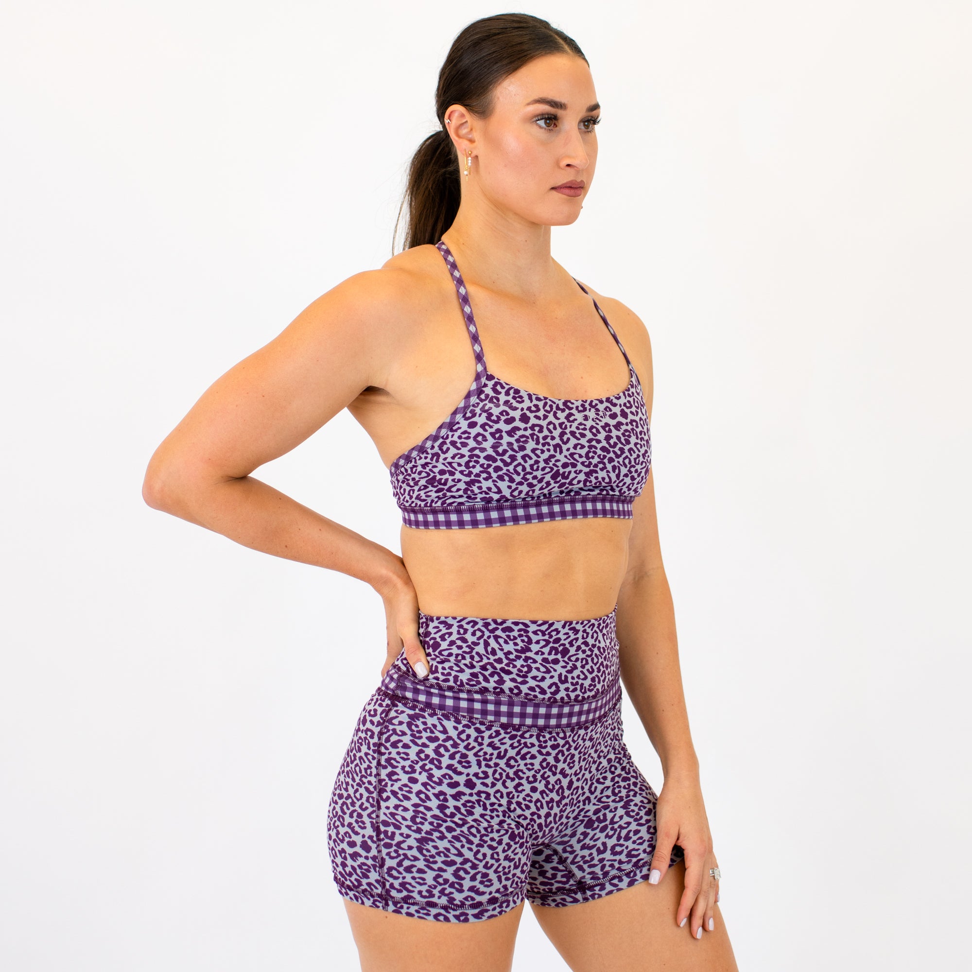 Loop Back Sports Bra - Leopard Gingham -4