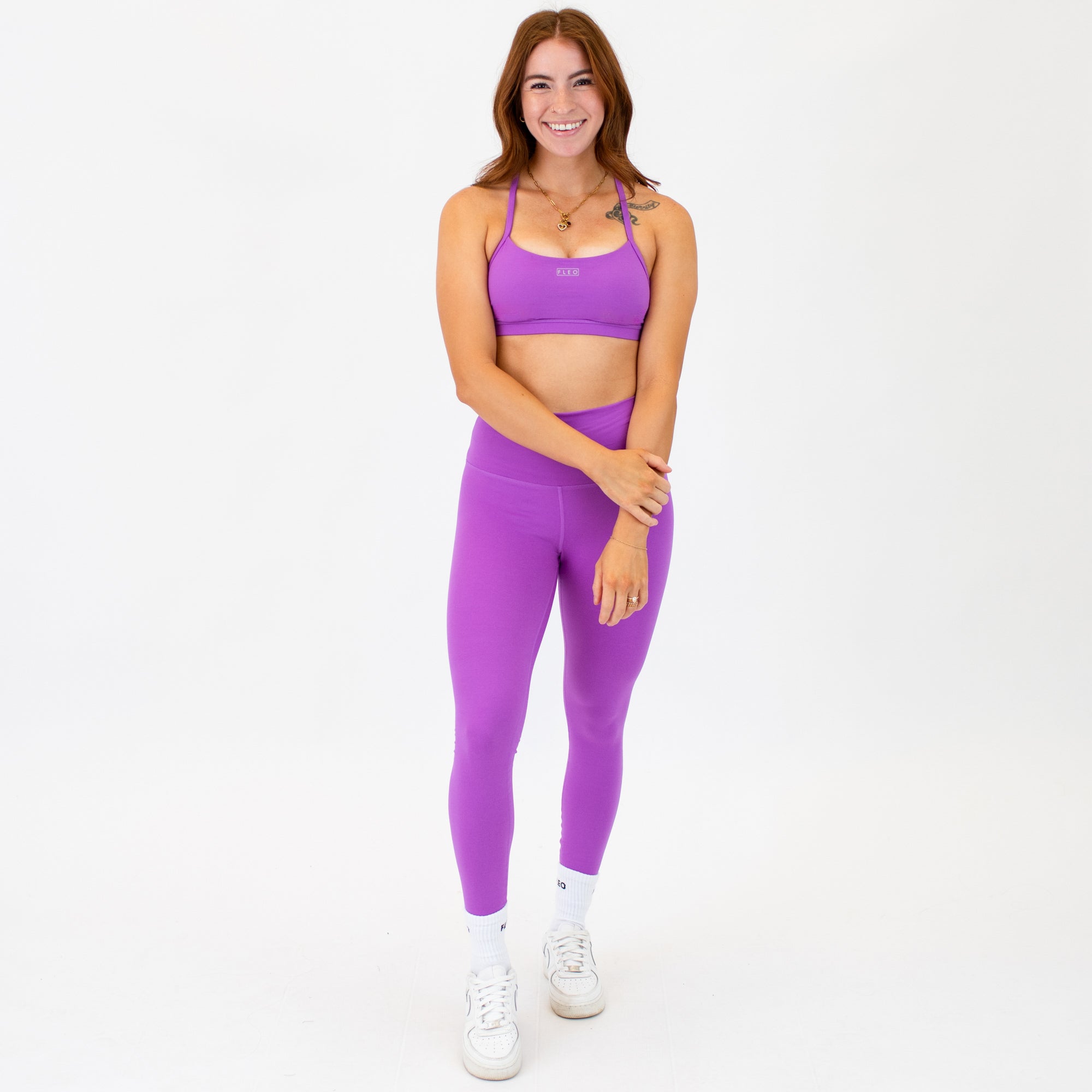 Loop Back Sports Bra - Neon Purple -3