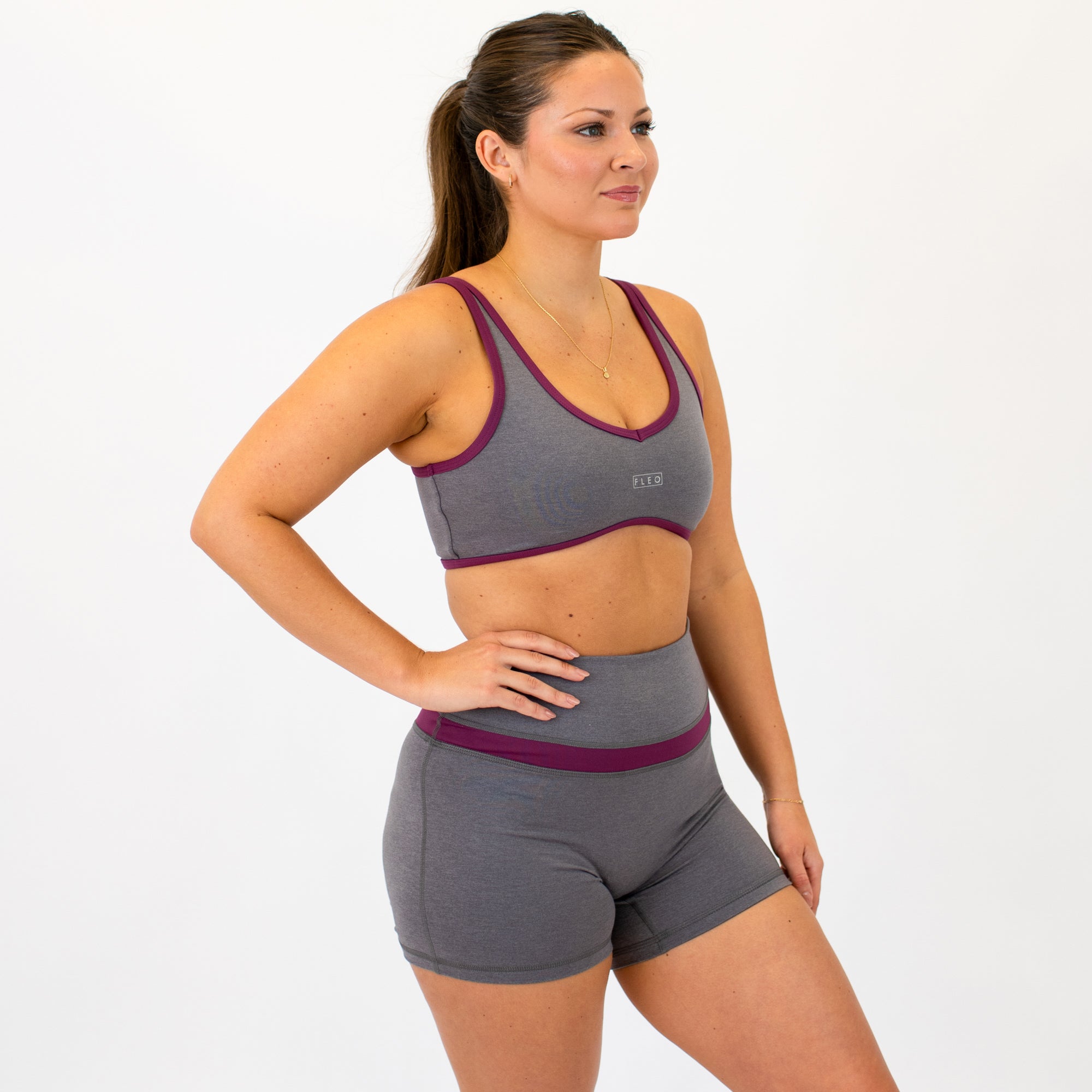 Heather Volcanic + Amaranth Jett Bralette - Light Support -4