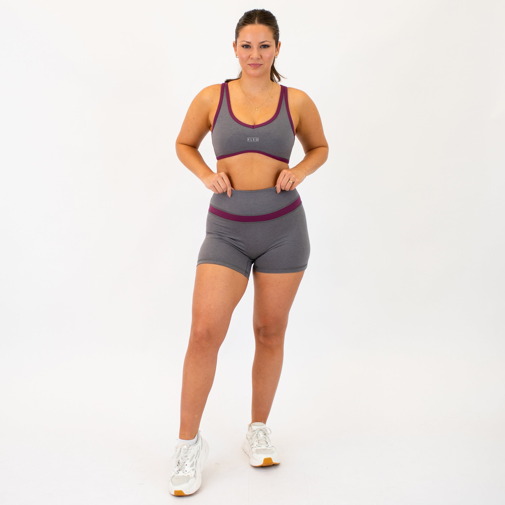 Heather Volcanic and Amaranth Double Take Spandex Shorts -3