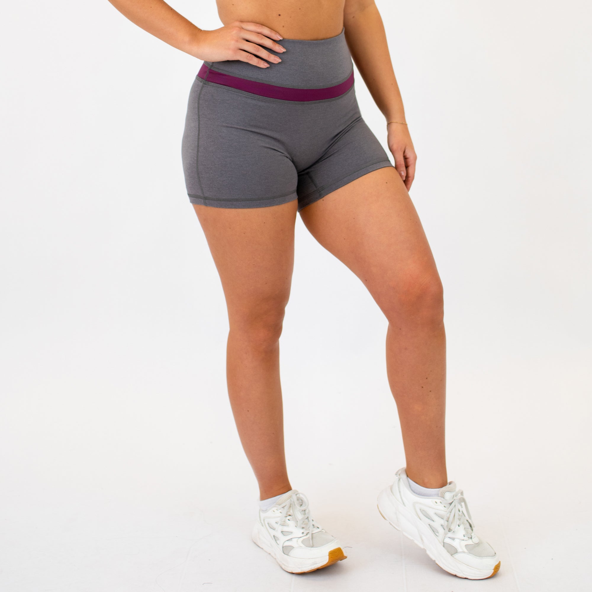 Heather Volcanic and Amaranth Double Take Spandex Shorts -4