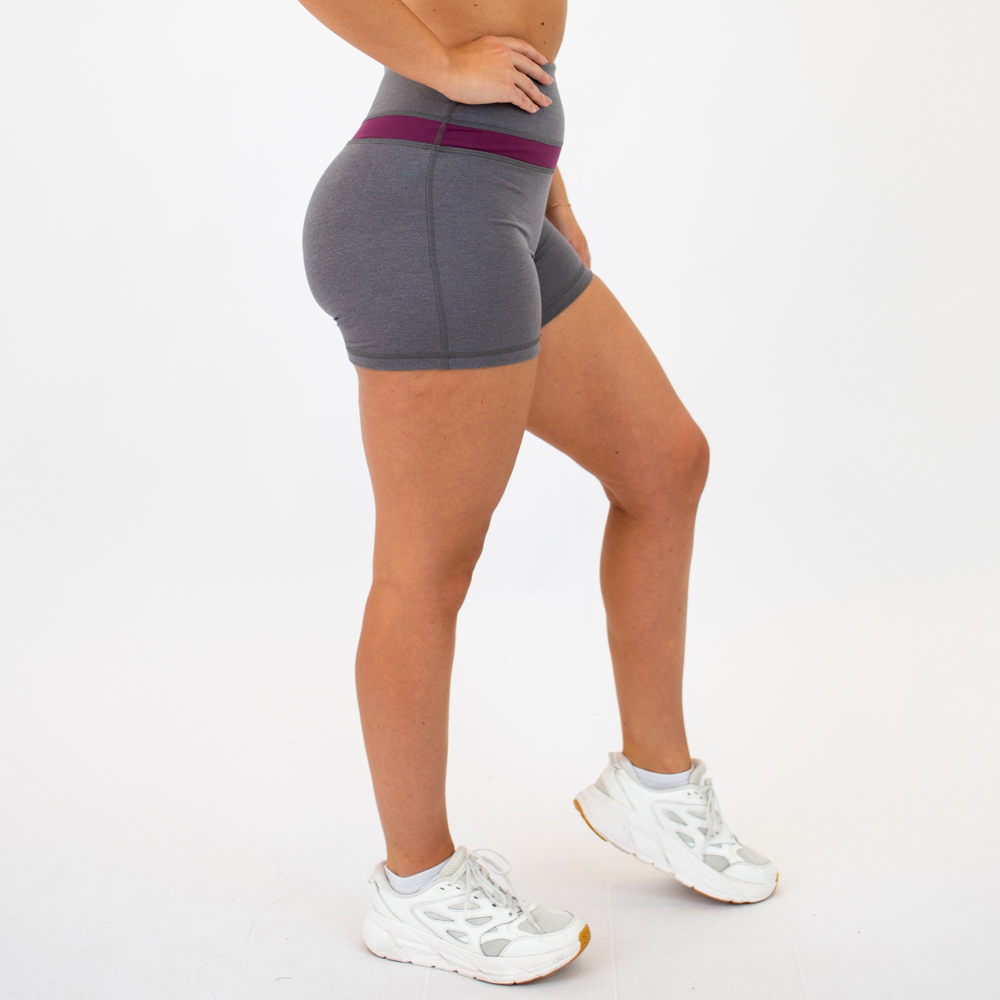 Heather Volcanic and Amaranth Double Take Spandex Shorts -5