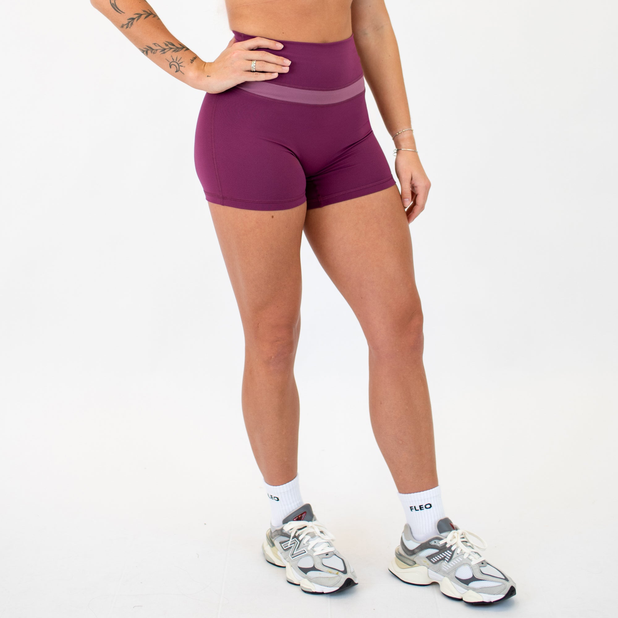 Amaranth and Wistful Mauve Double Take Spandex Shorts -4
