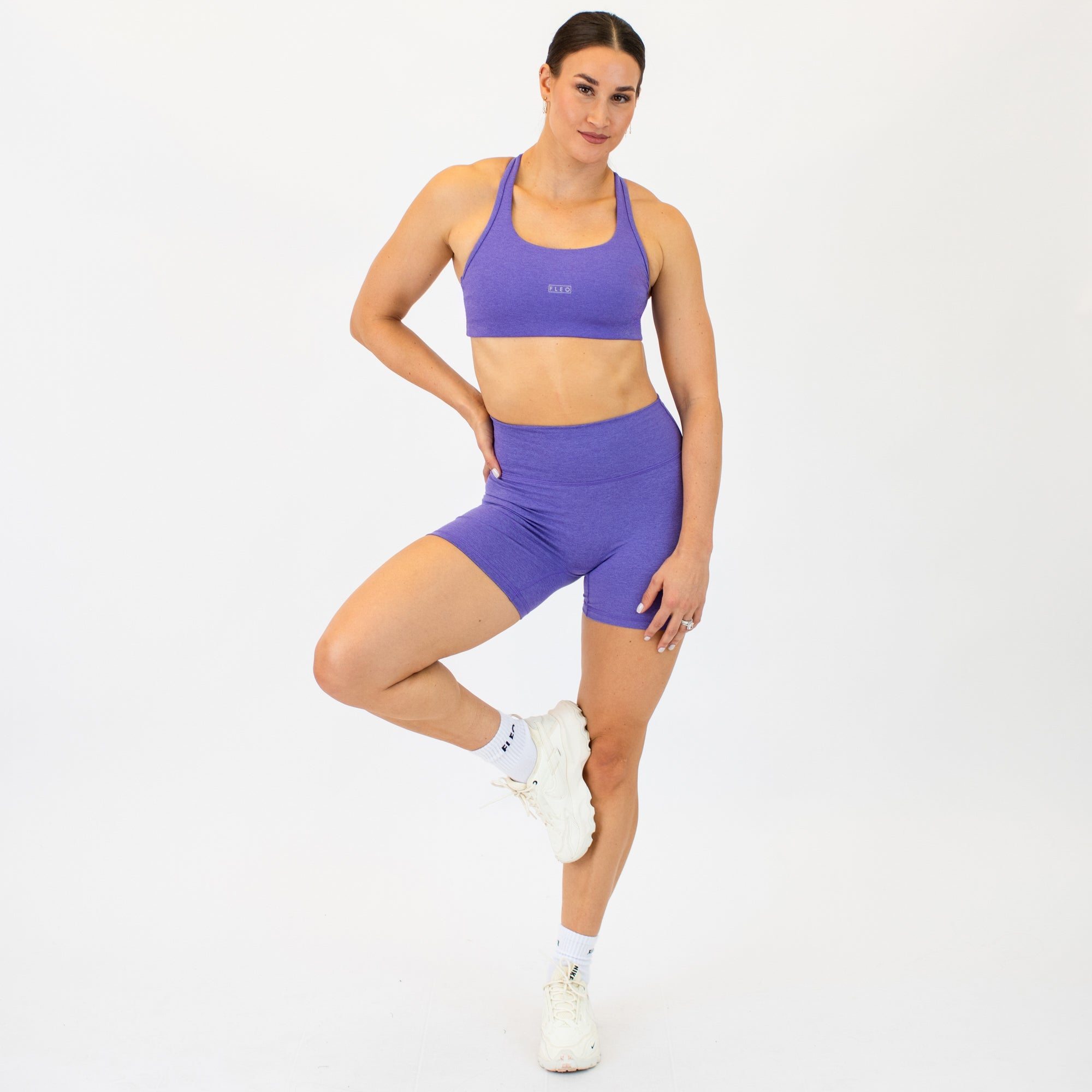 Heather Passion Flower No Front Seam High Rise Spandex Shorts -3