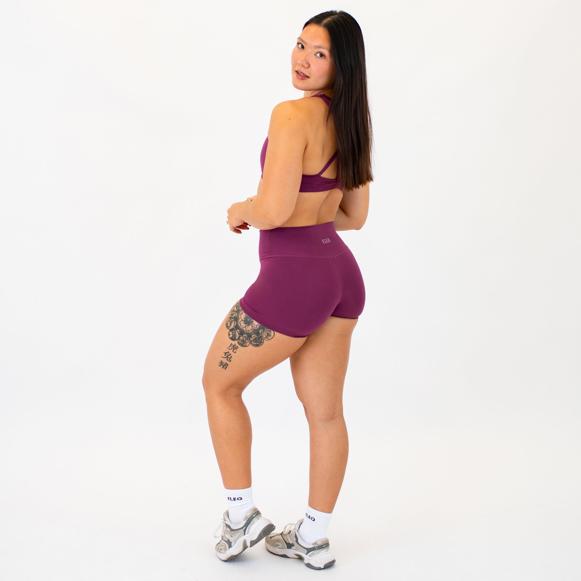 Amaranth High Rise Spandex Shorts -3