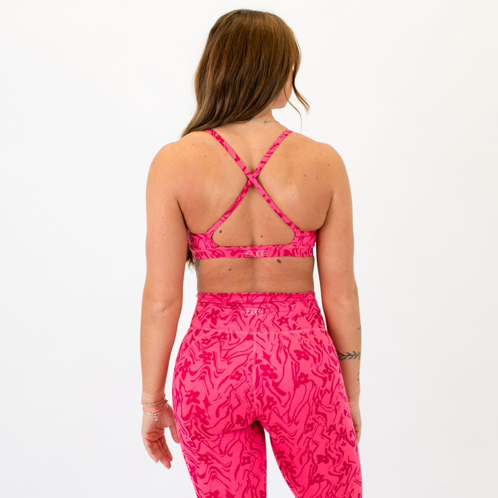 X Back Sports Bra - Chloe in Floral Wave -2