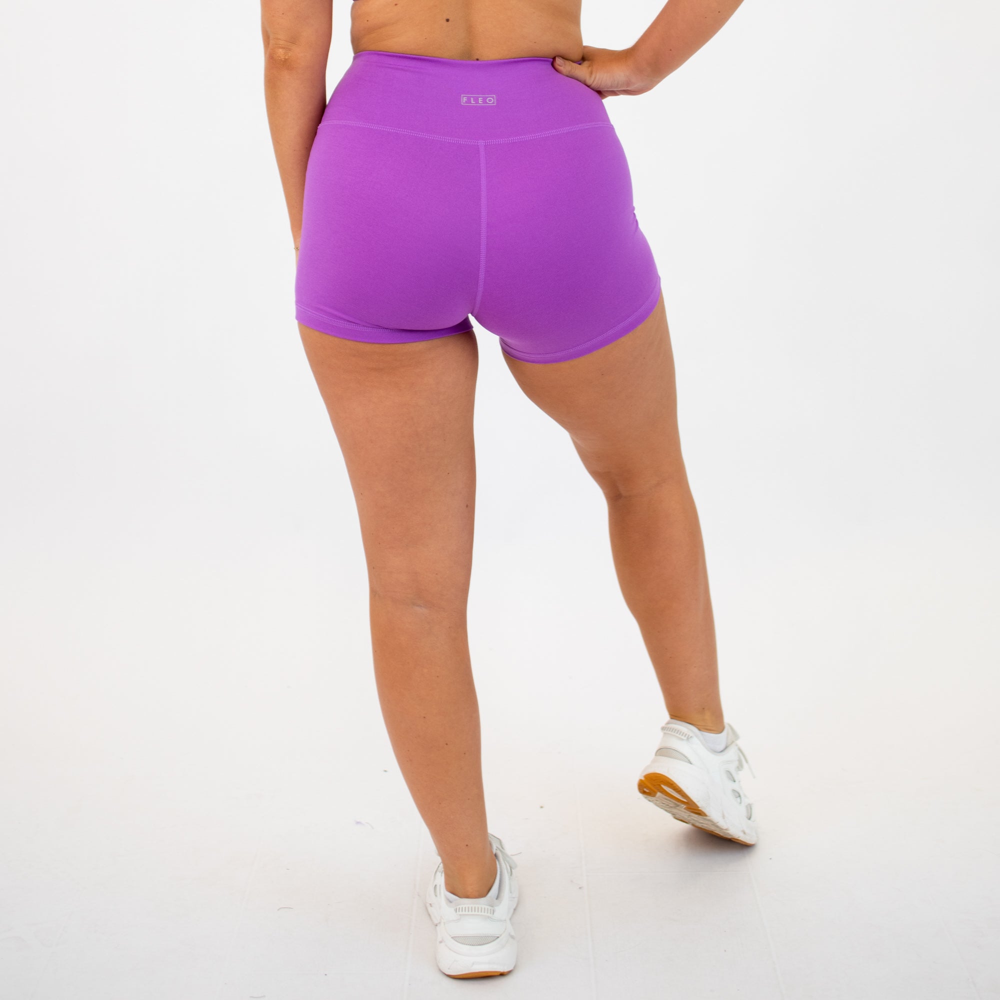Neon Purple No Front Seam High Rise Spandex Shorts -6