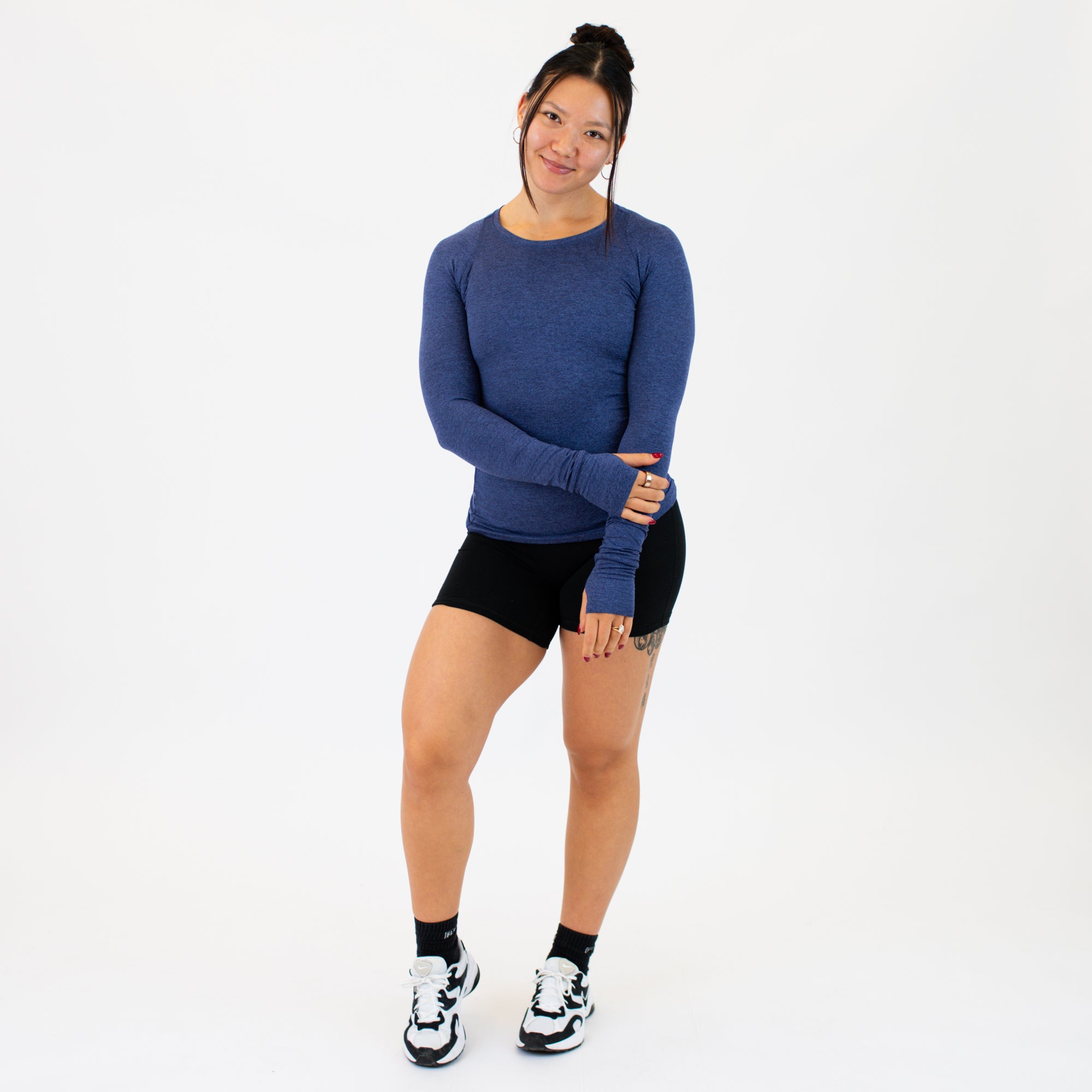 Heather Blue Aura Women's Long Sleeve Shirt - Foundation -3