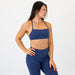 X Back Sports Bra - Chloe in Heather Blue Aura -4