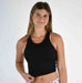 Black High Neck V Back Crop Tank